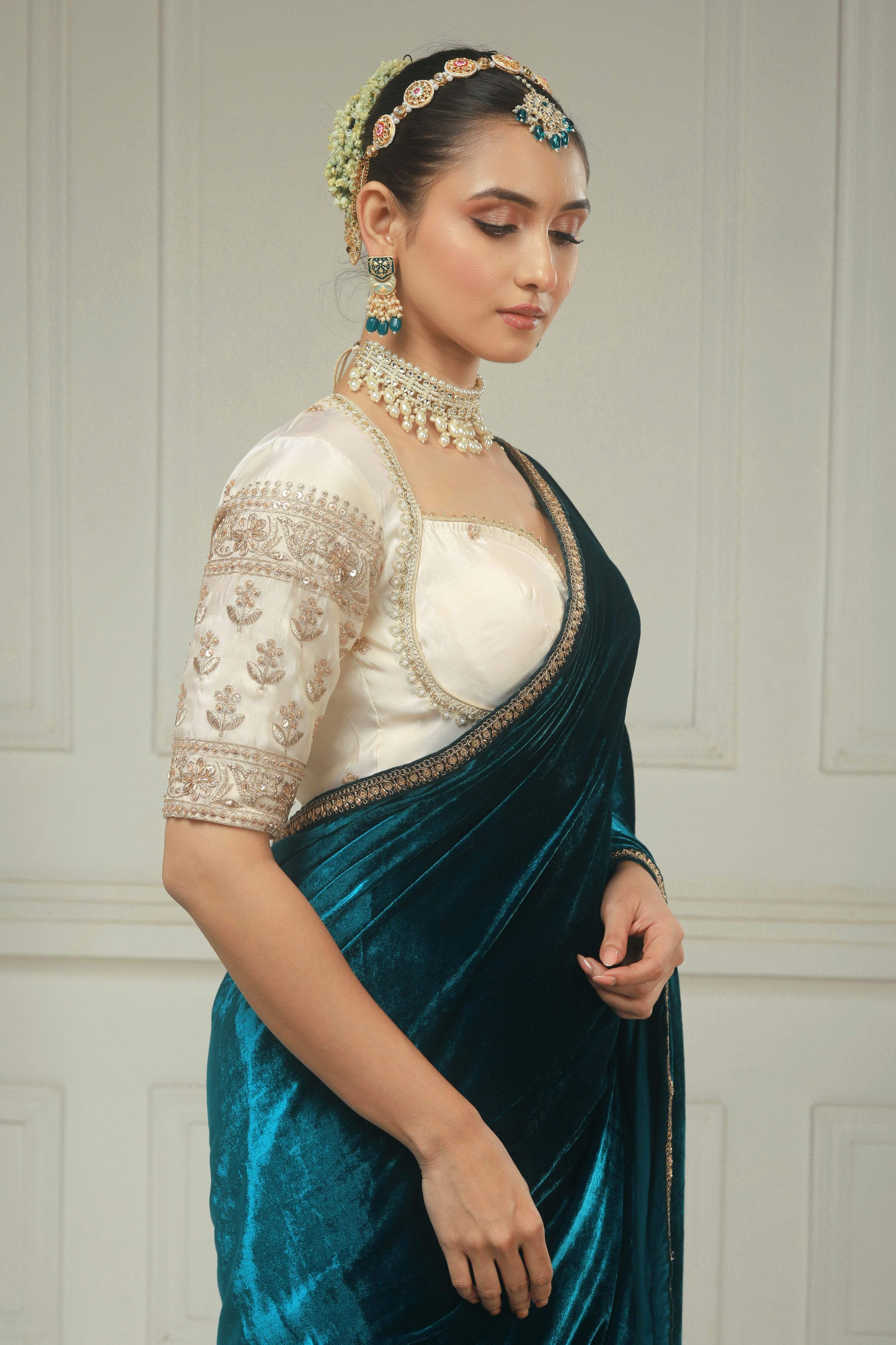 DESIREE DRAPE SAREE WITH VANILLA MUSE BLOUSE