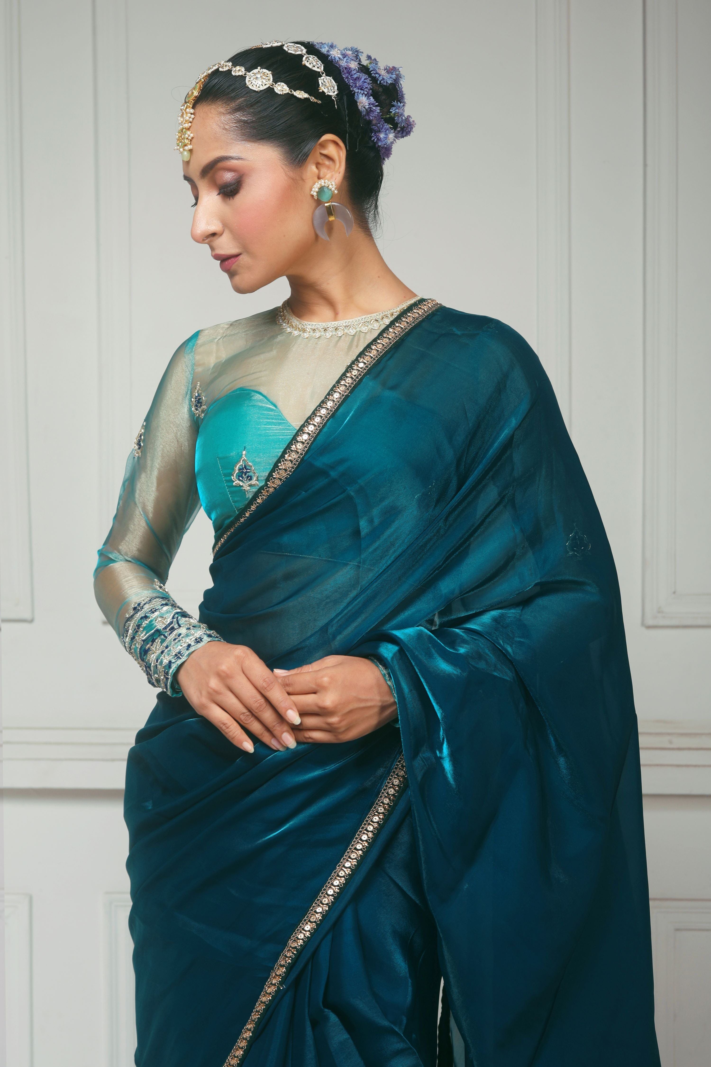 THE SAPPHIRE AFFAIR SAREE  WITH SAPPHIRE SHEESH BLOUSE