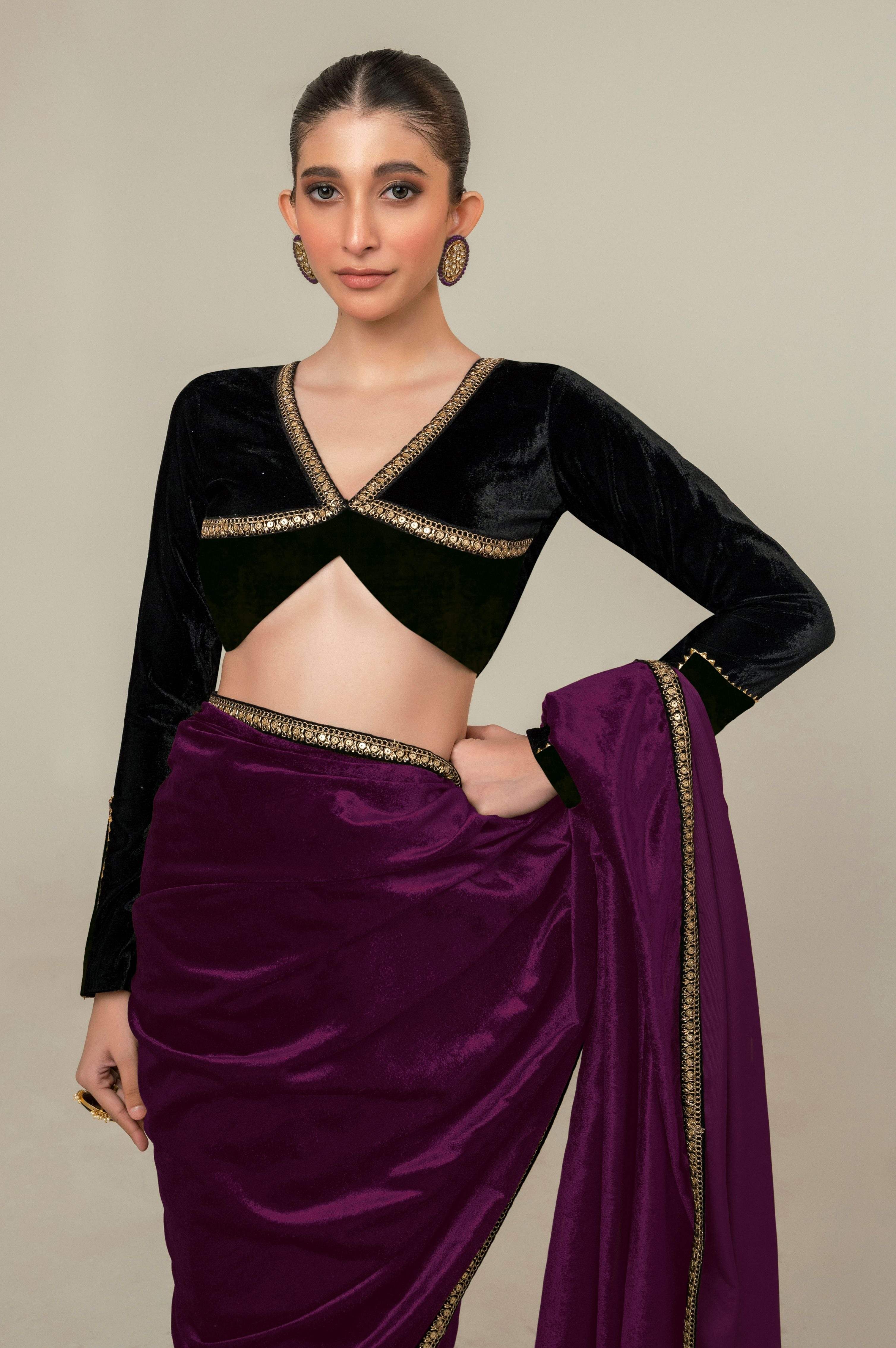 CROWN CHARM SAREE WITH MIDNIGHT CHARM BLOUSE
