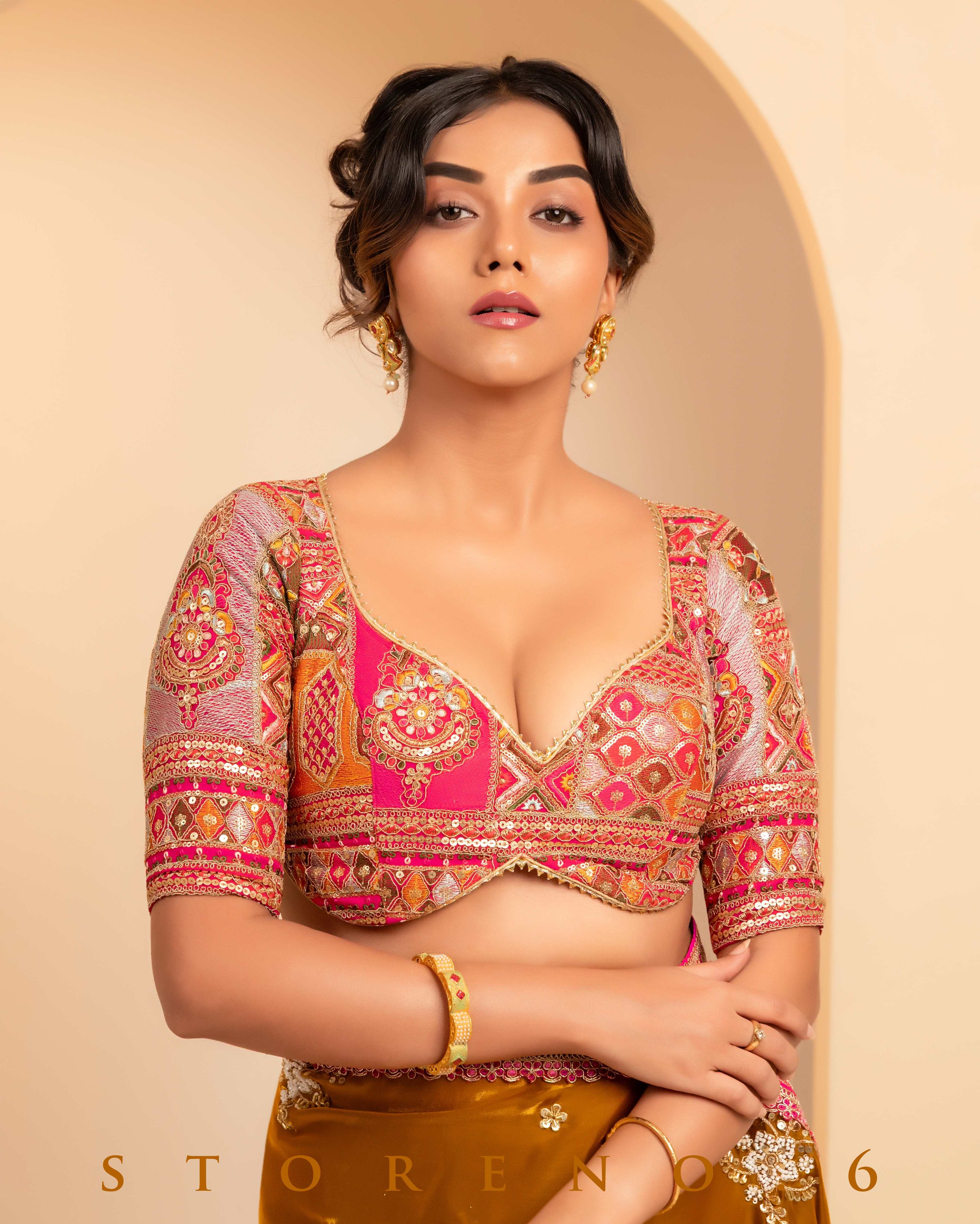 ETHEREAL EMPRESS SAREE WITH FUCHSIA FUSION FESTIVE BLOUSE