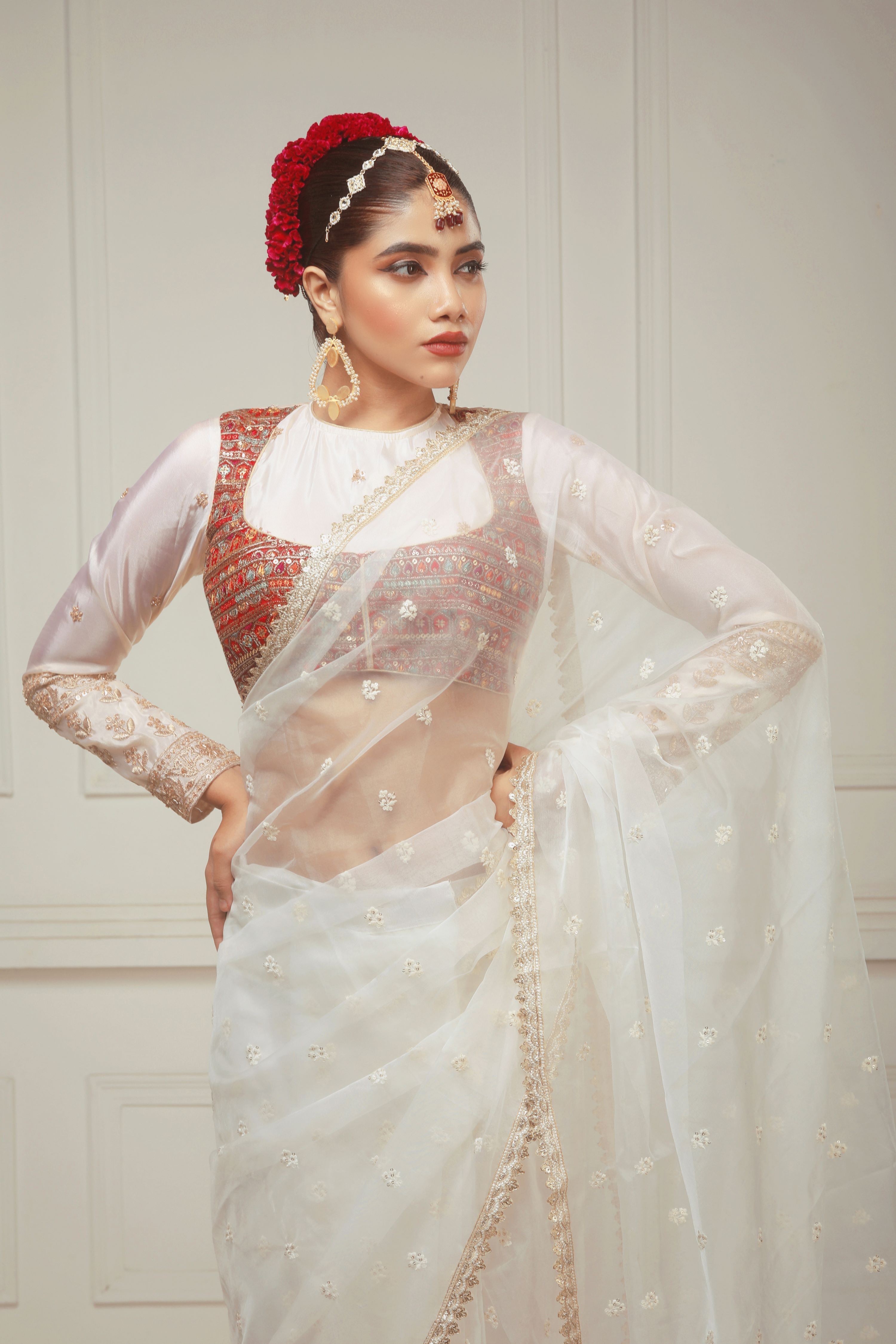 VANILLA SKY SAREE WITH VANILLA MUSE CLASSIC BLOUSE
