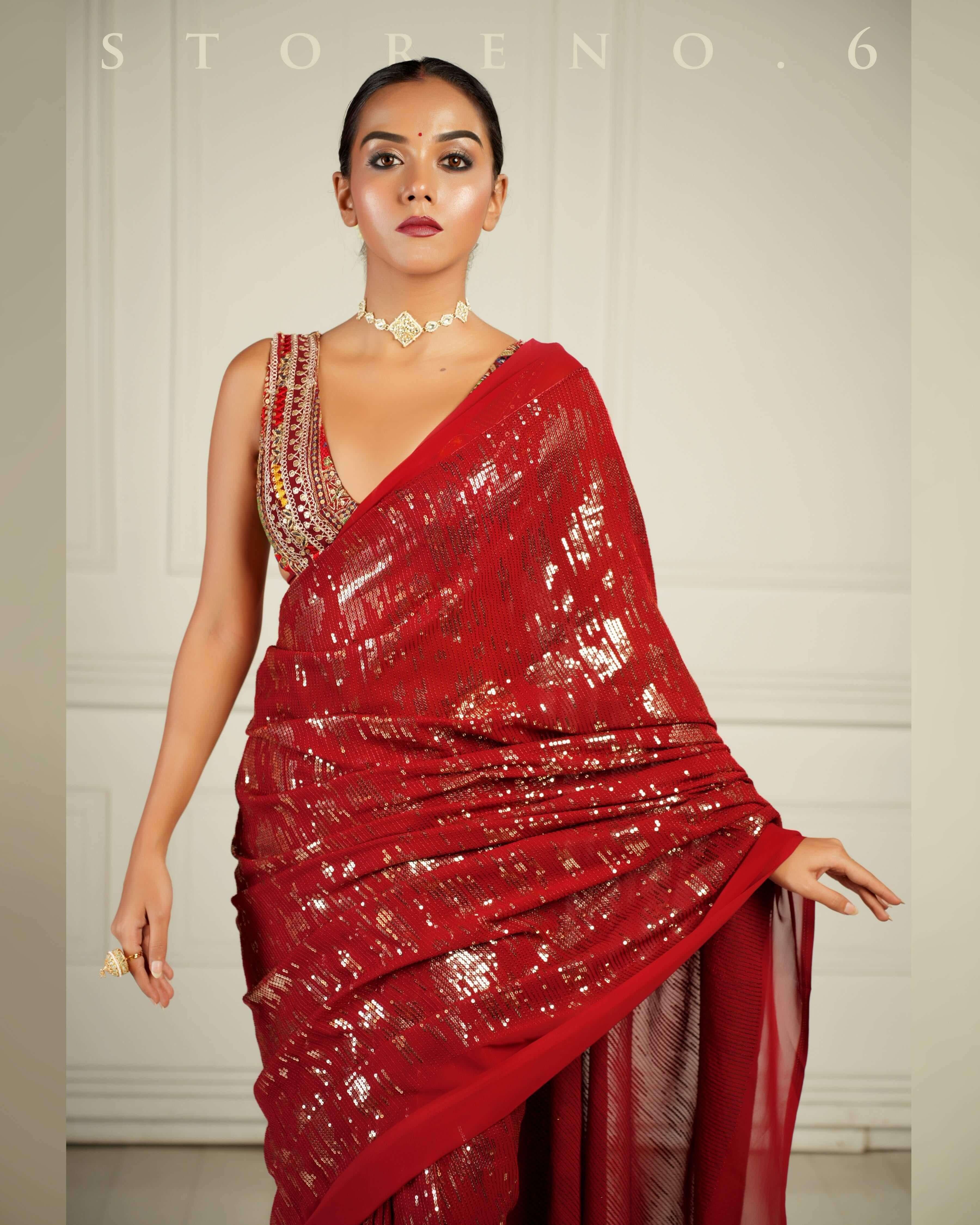 RUBY MARTINI COCKTAIL SAREE WITH SASS OF BERRY BLOUSE.