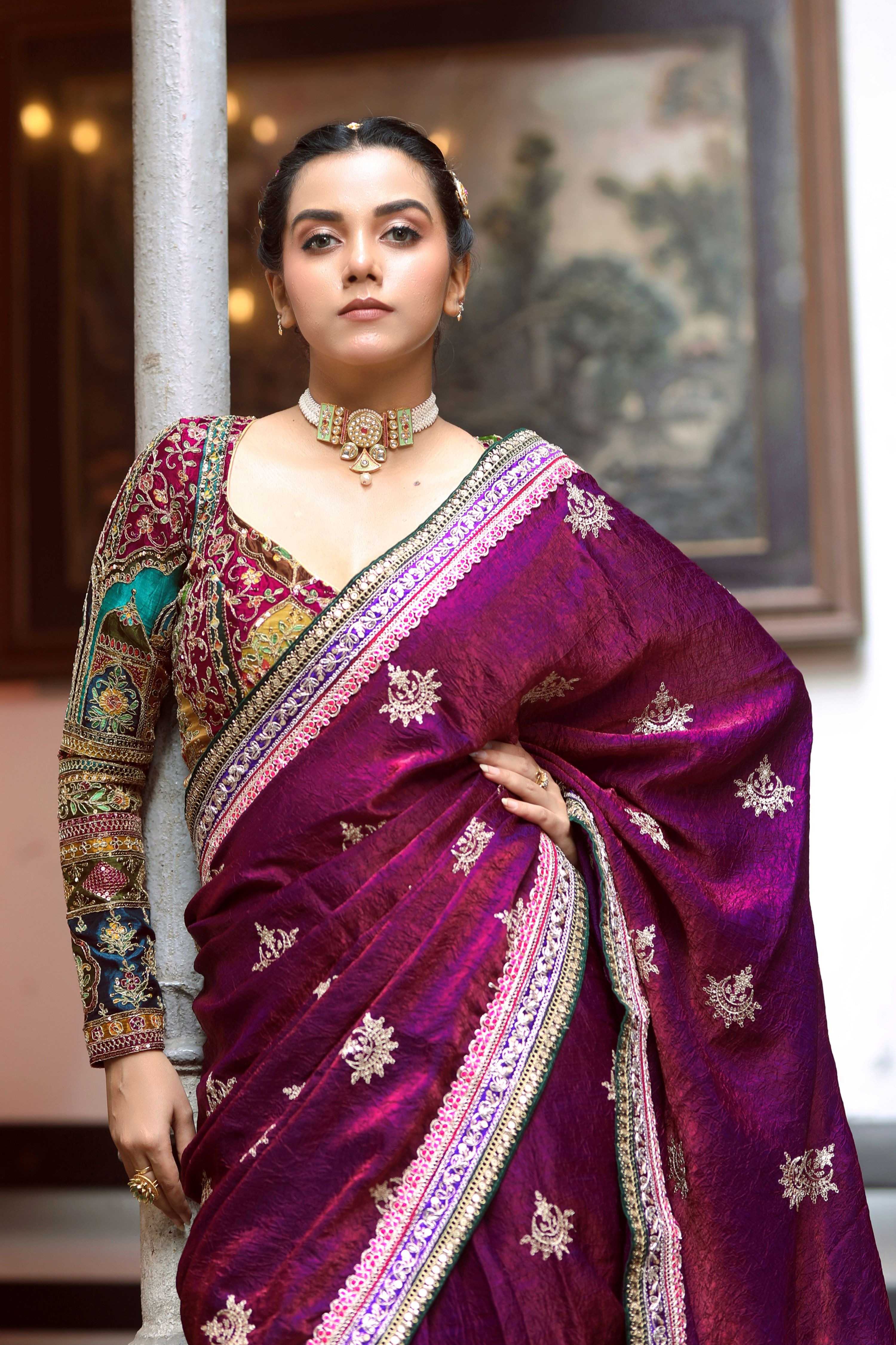 WINE WALTZ SAREE WITH COUTURE CHARM BLOUSE