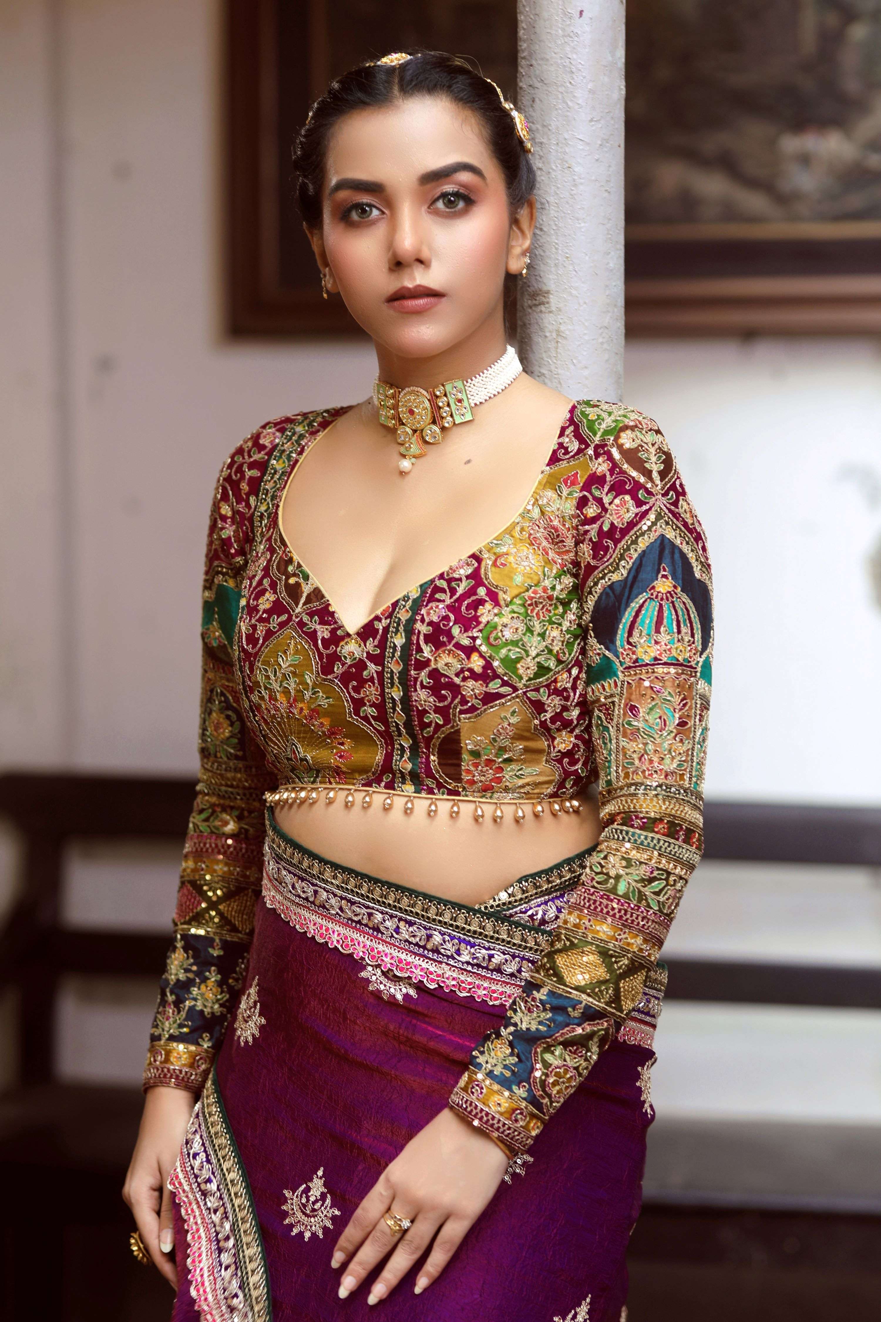 WINE WALTZ SAREE WITH COUTURE CHARM BLOUSE