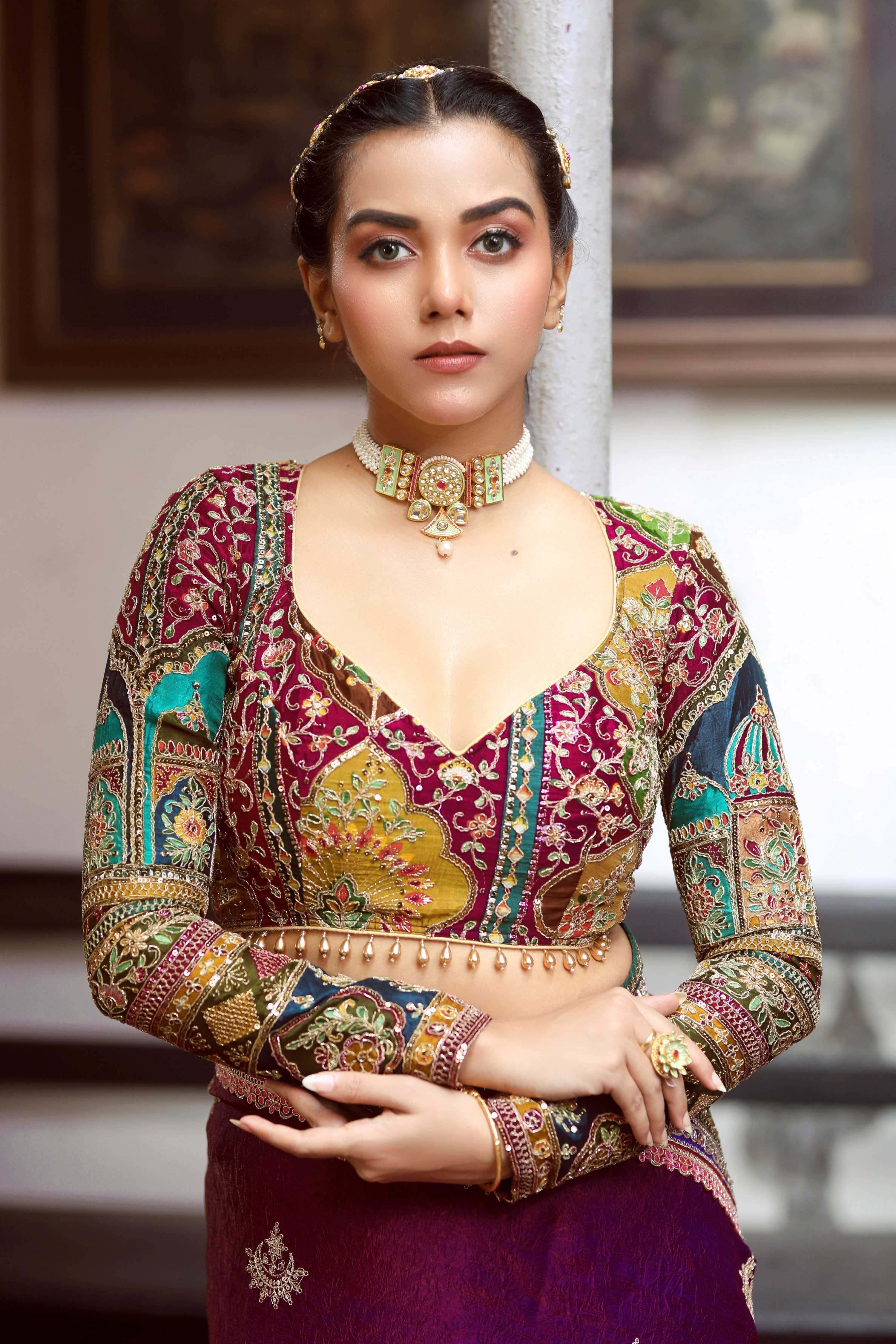 WINE WALTZ SAREE WITH COUTURE CHARM BLOUSE