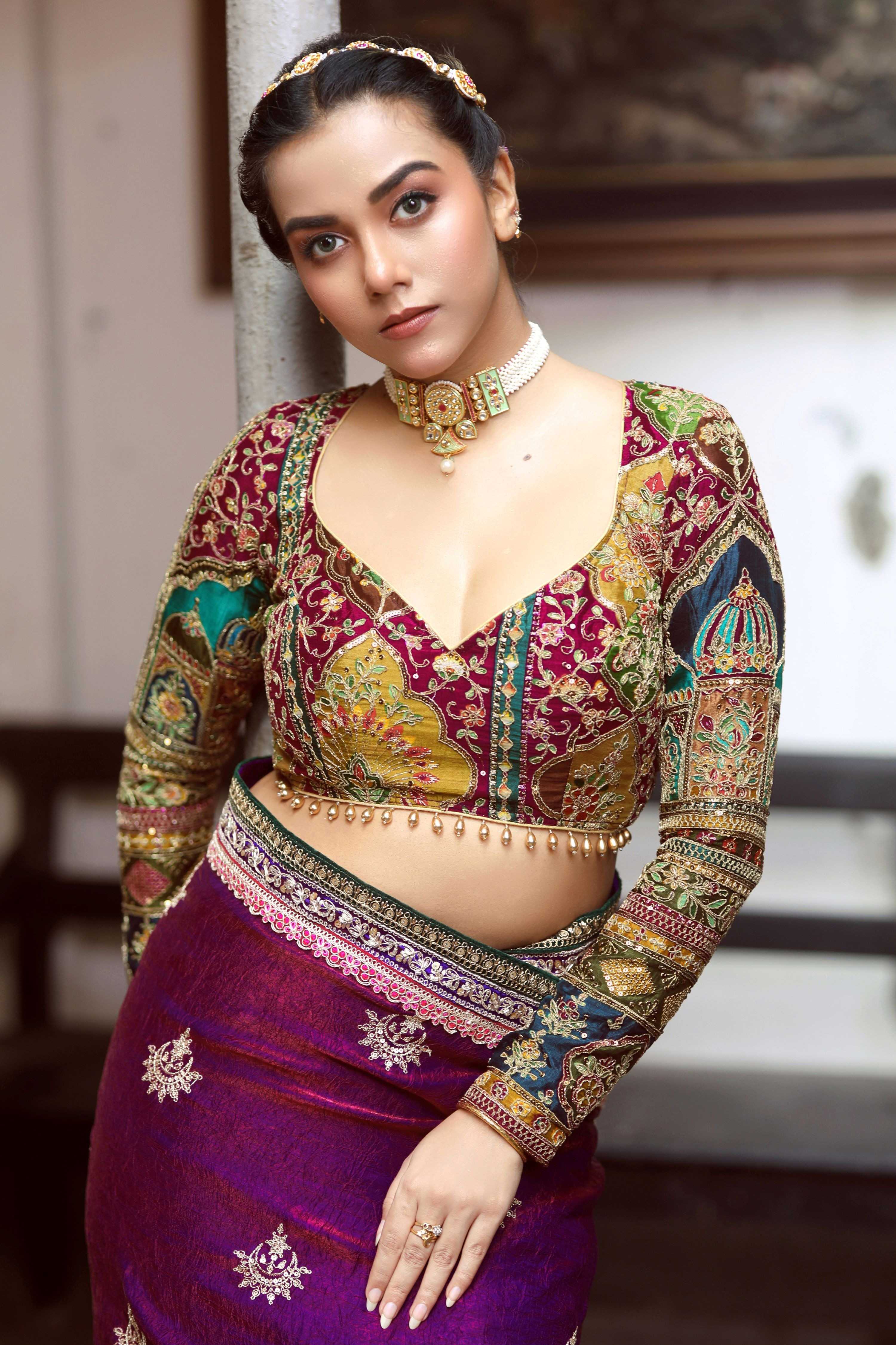 WINE WALTZ SAREE WITH COUTURE CHARM BLOUSE