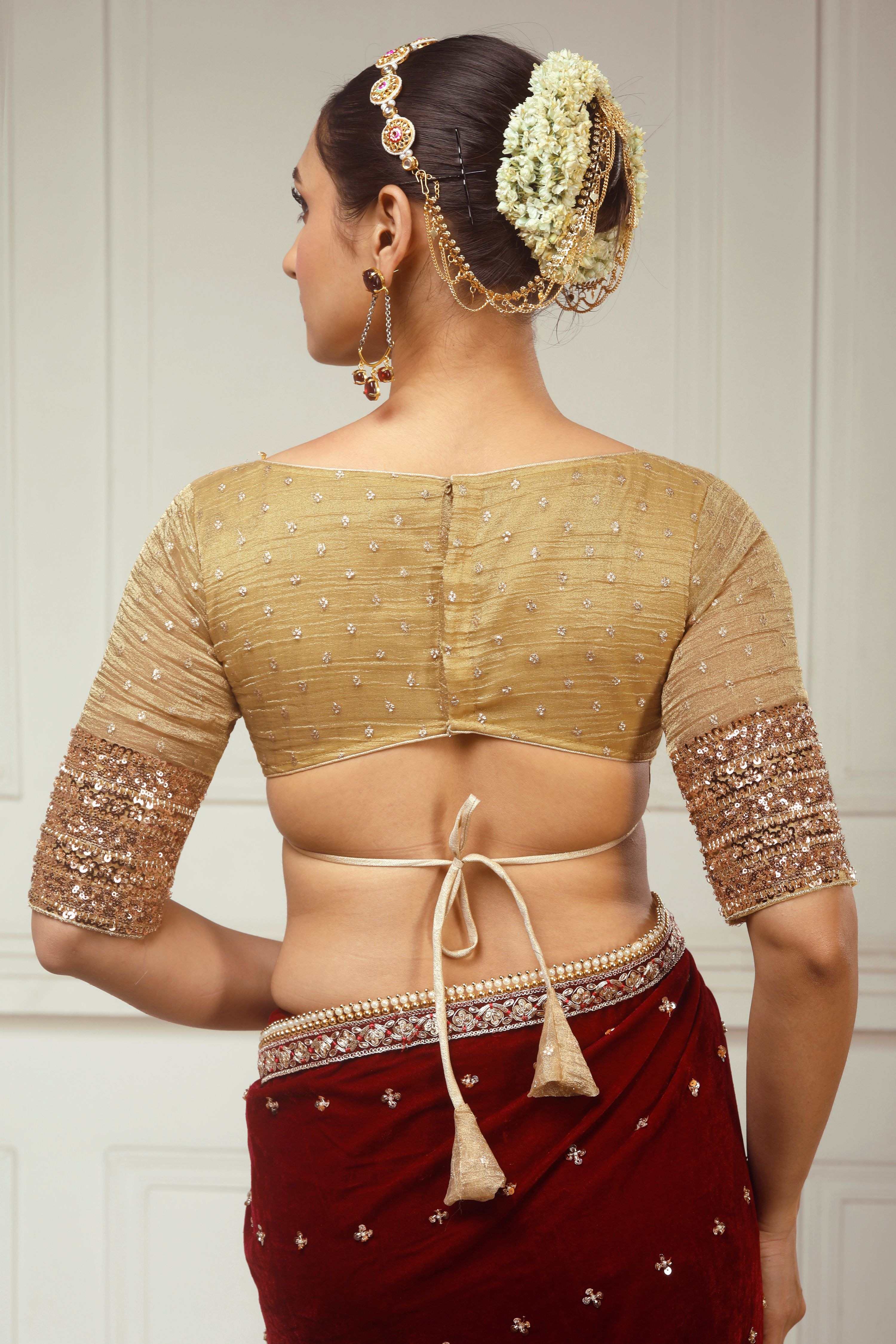 GARNET GRANDEUR SAREE WITH SUNKISSED DESIRE BLOUSE