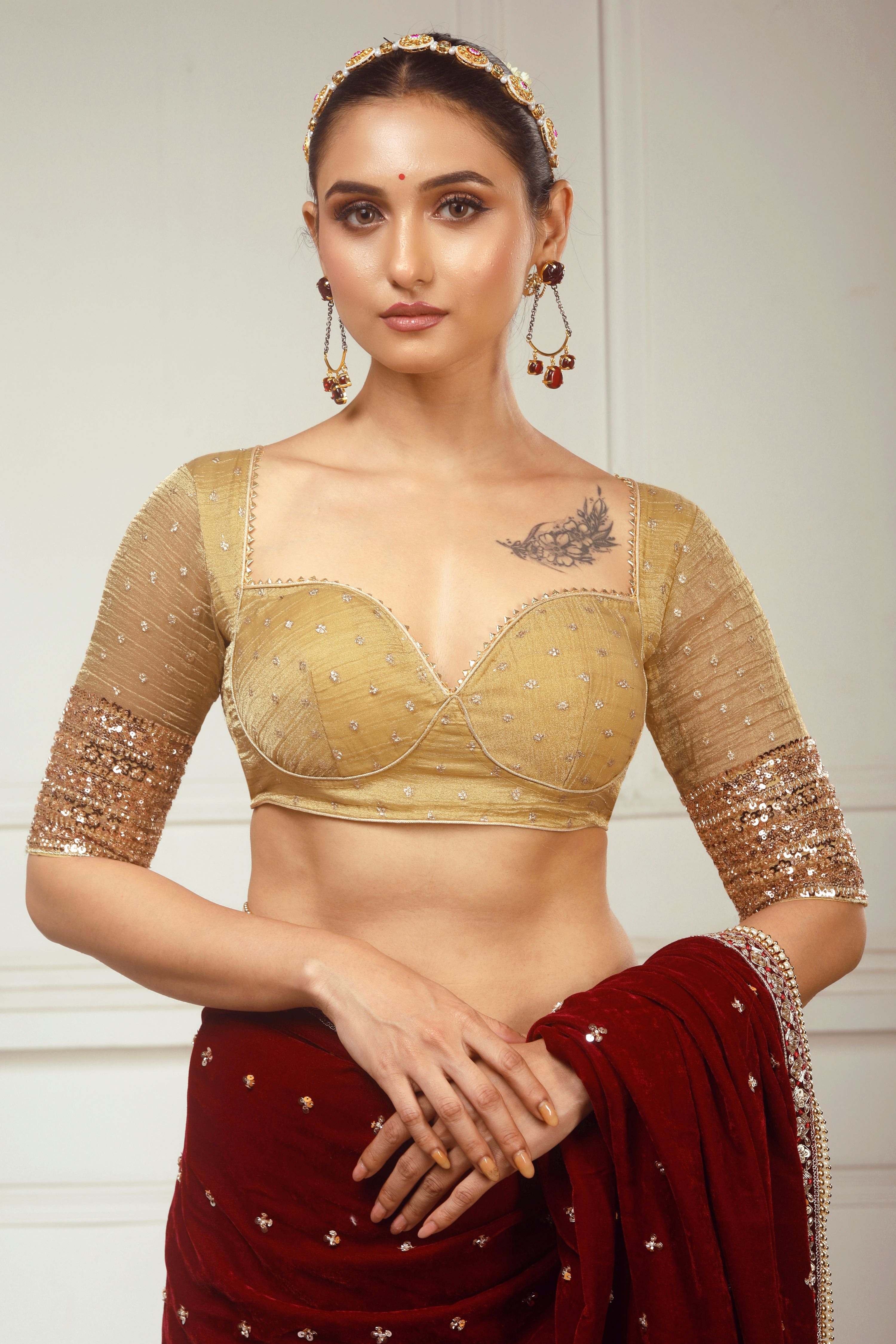 GARNET GRANDEUR SAREE WITH SUNKISSED DESIRE BLOUSE