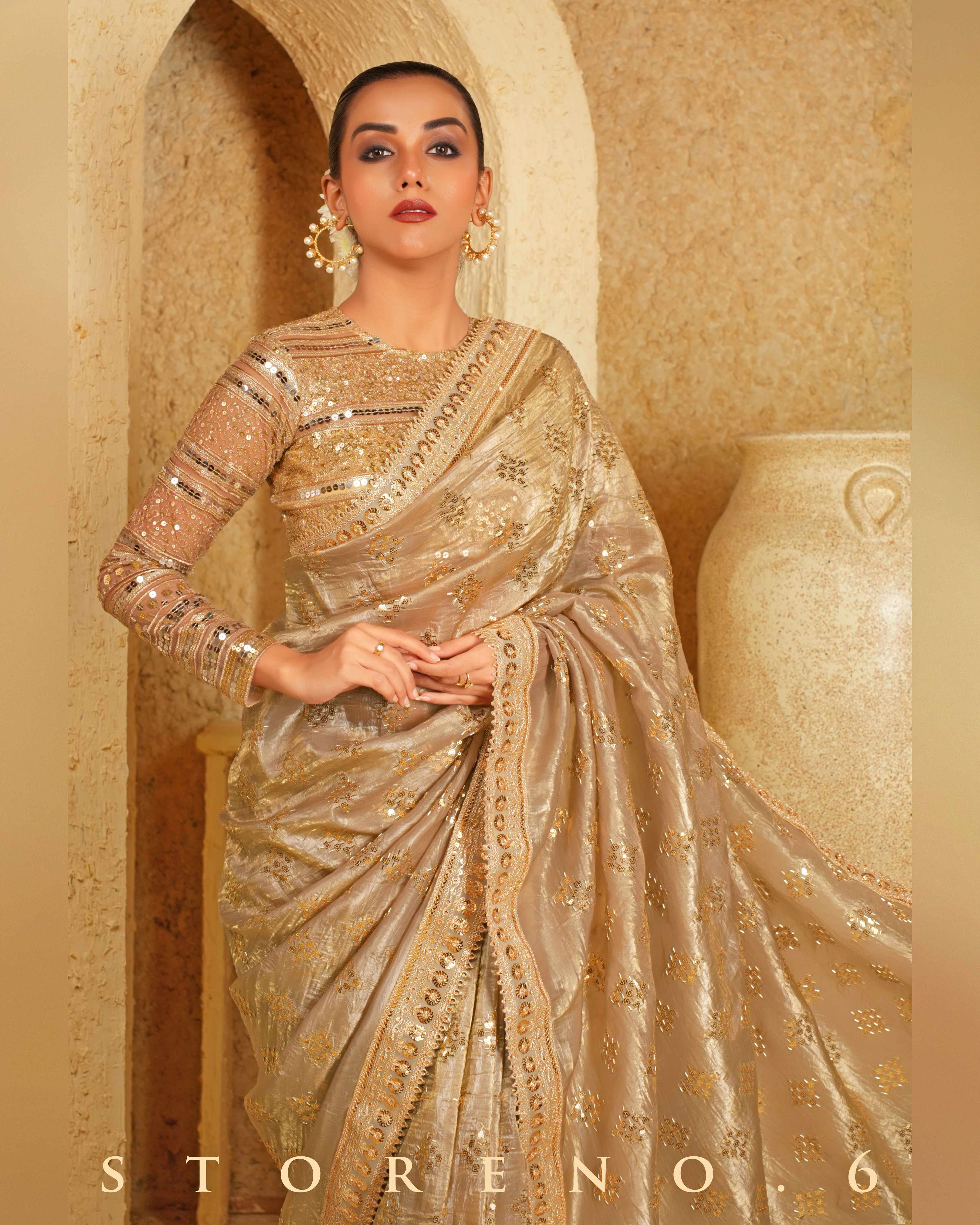 DESERT DELIGHT SAREE WITH GOLD GARNISH BLOUSE