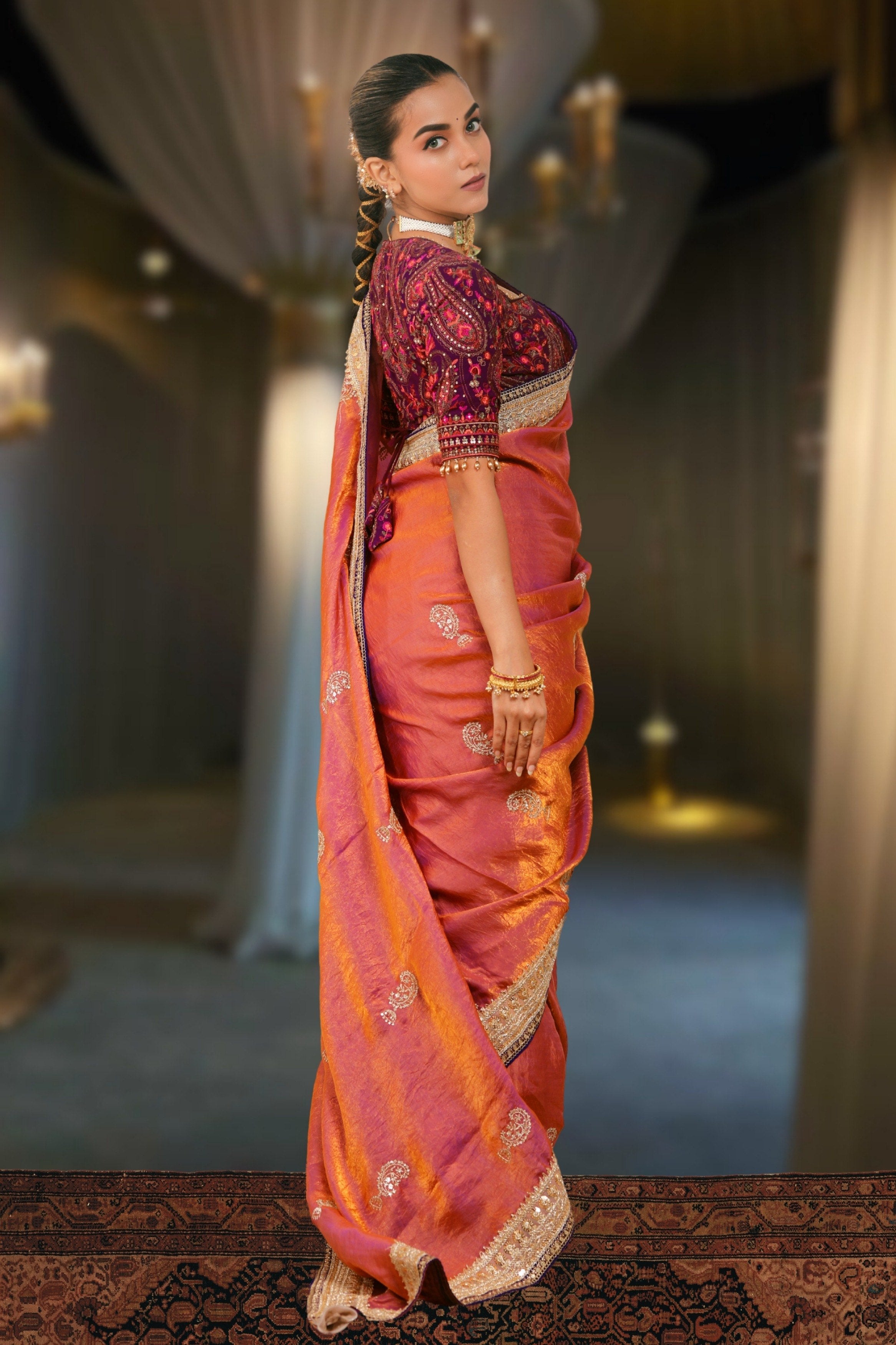 CORAL CRUSH SAREE