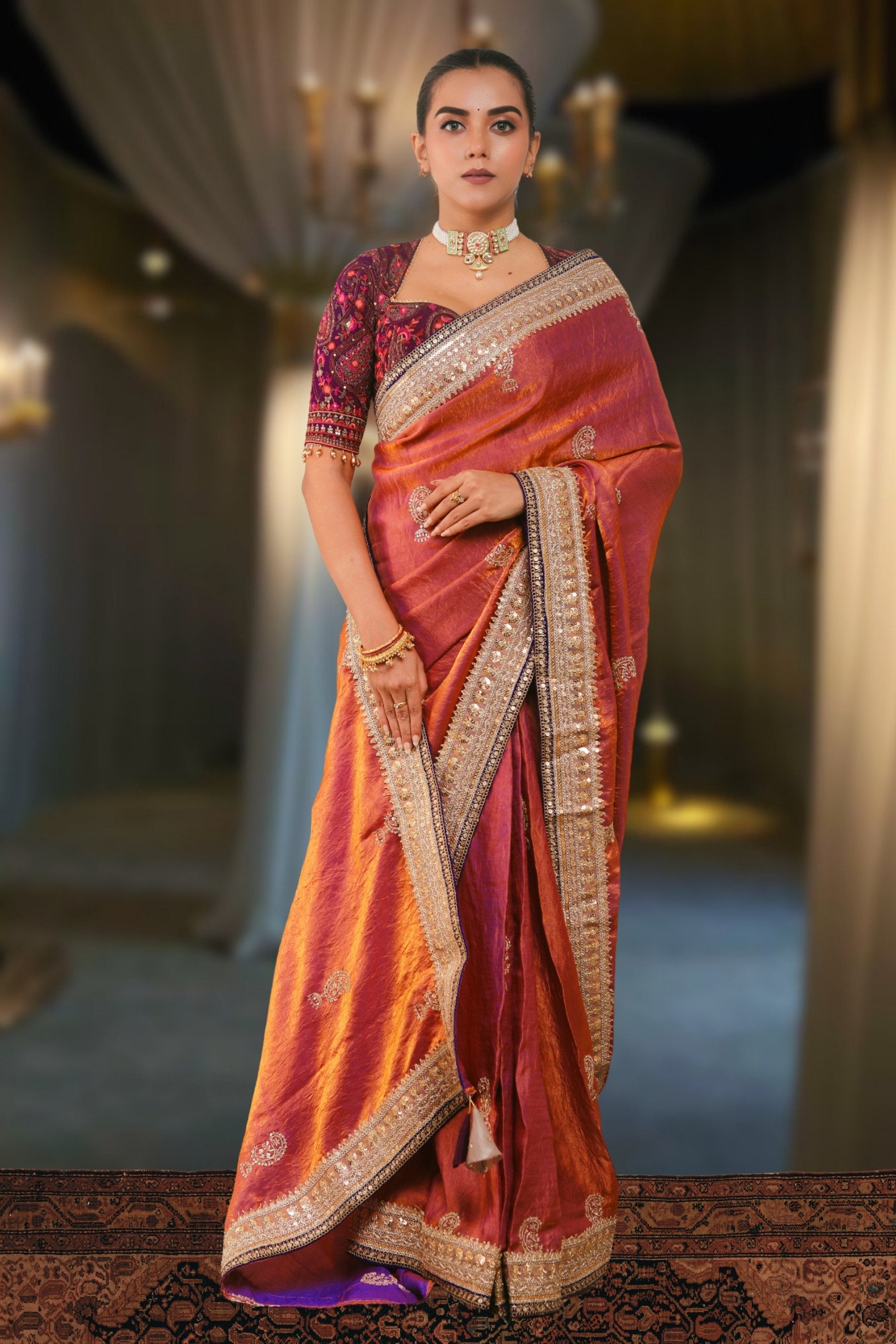 CORAL CRUSH SAREE
