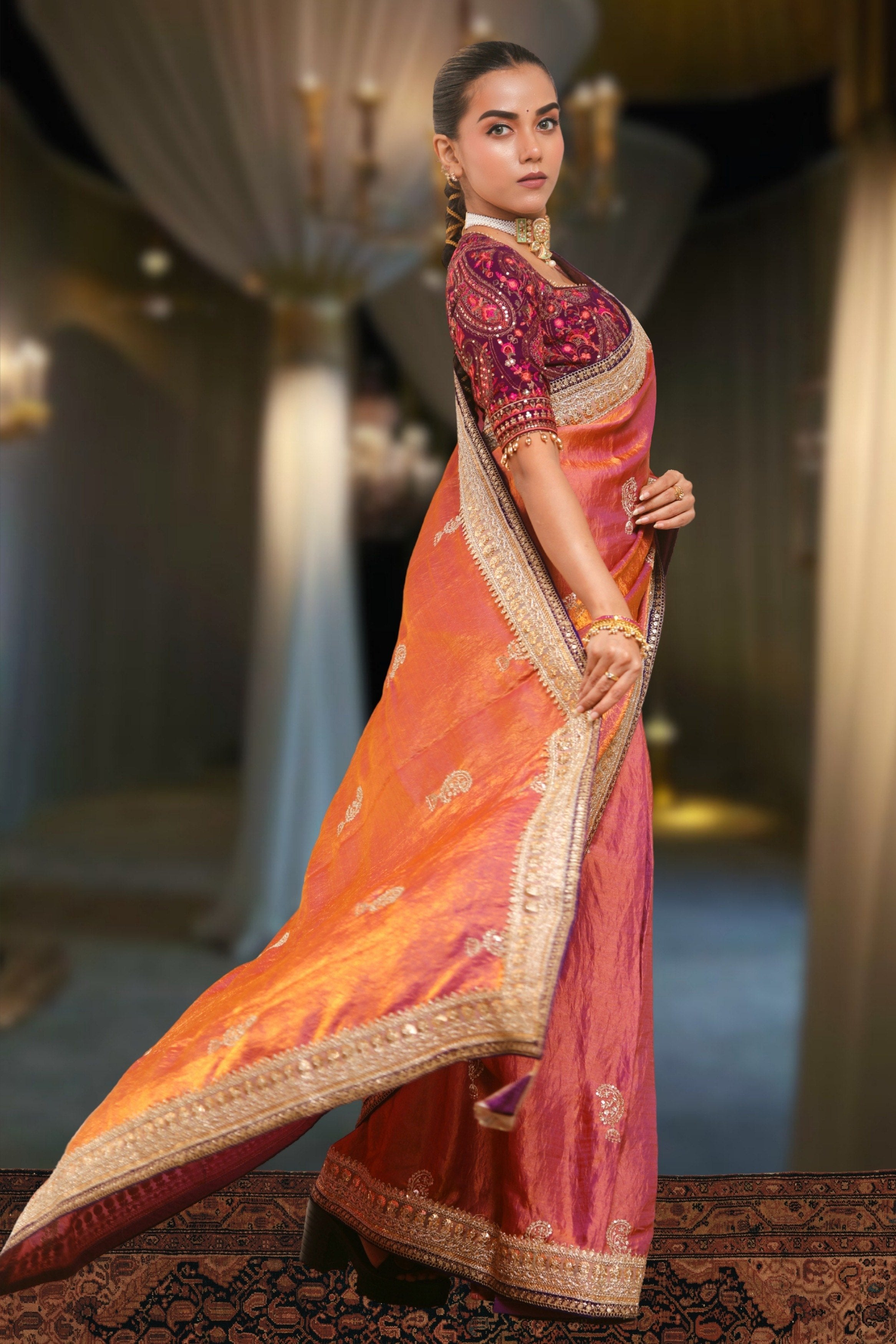 CORAL CRUSH SAREE