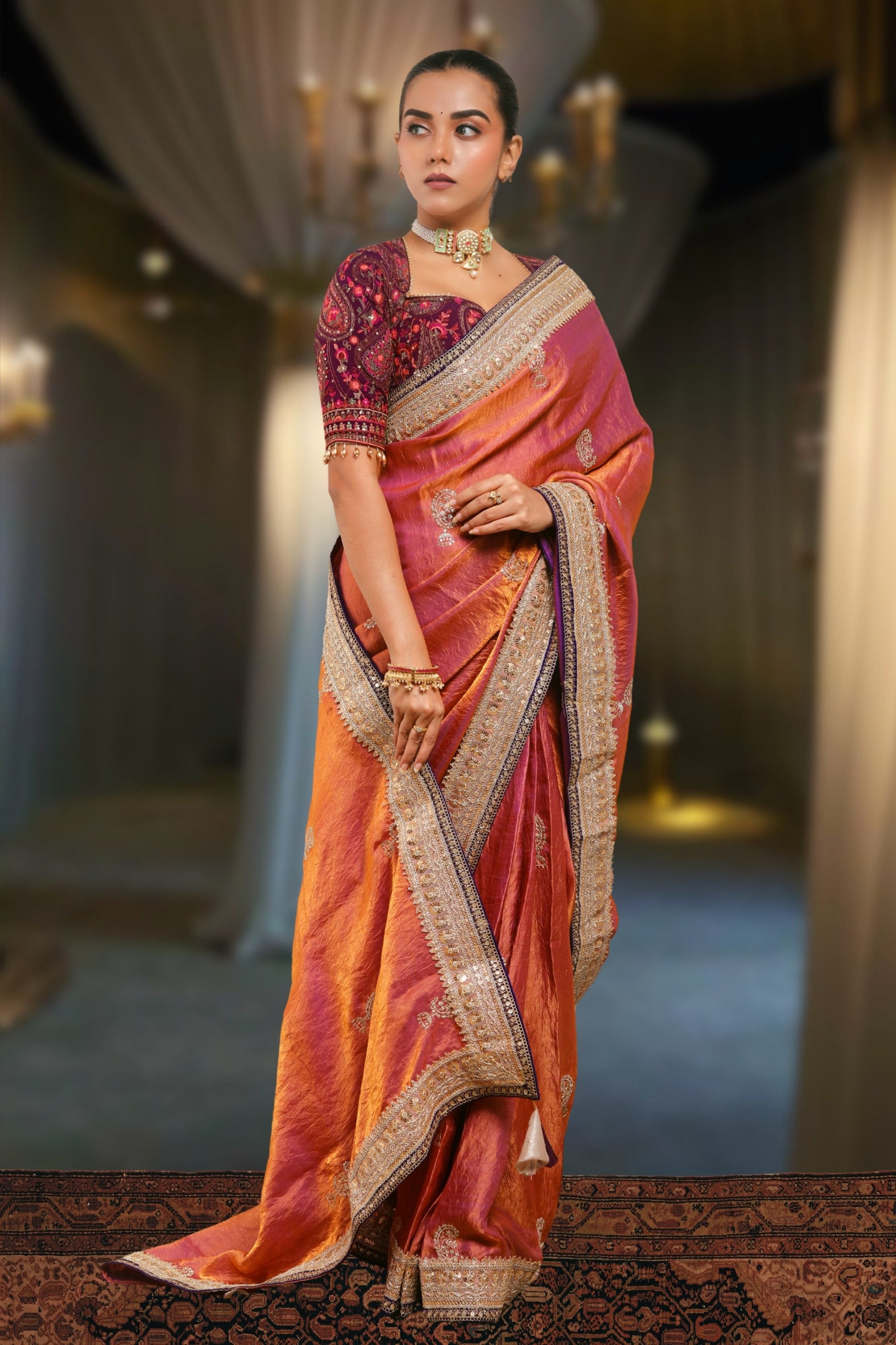 CORAL CRUSH SAREE