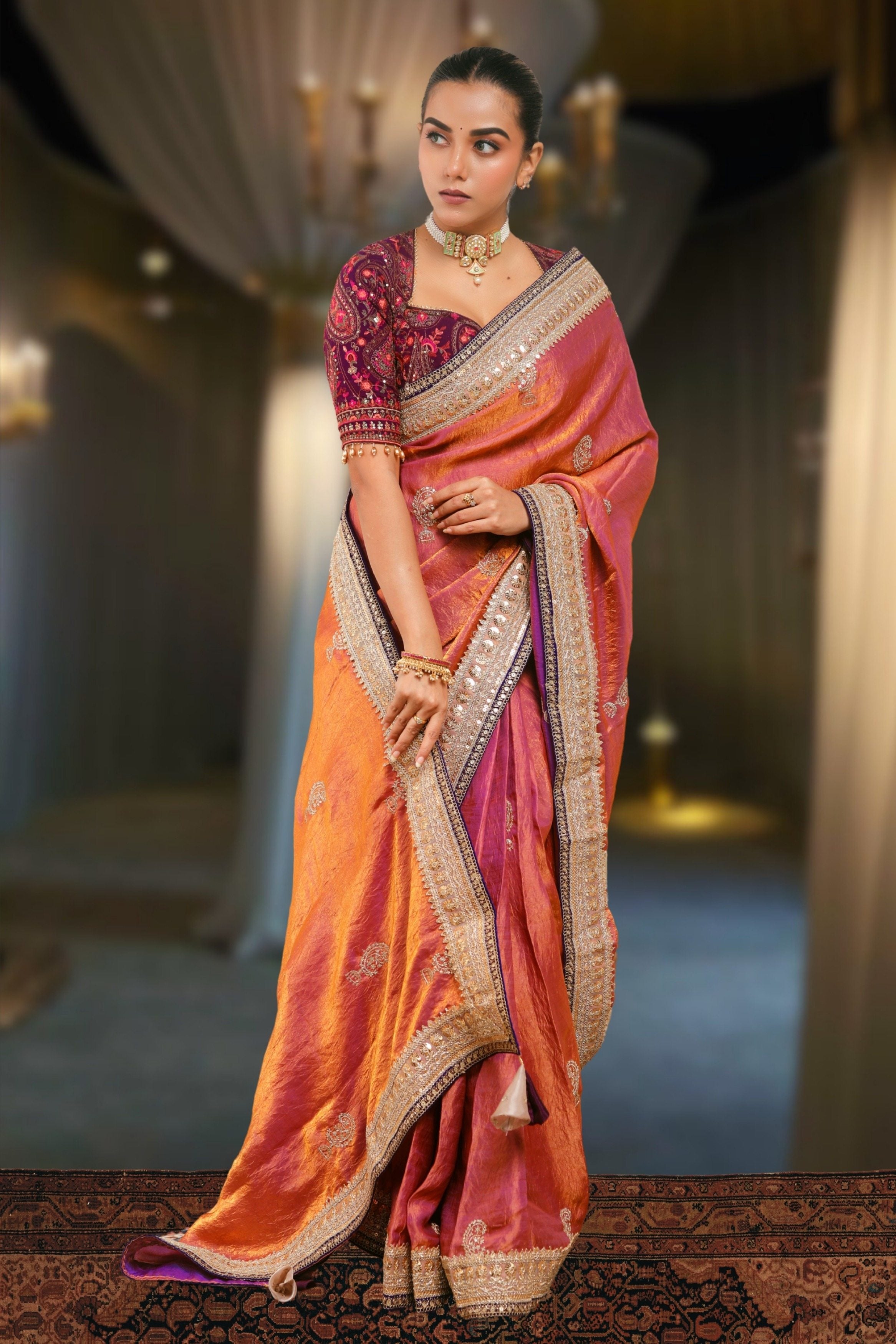 CORAL CRUSH SAREE