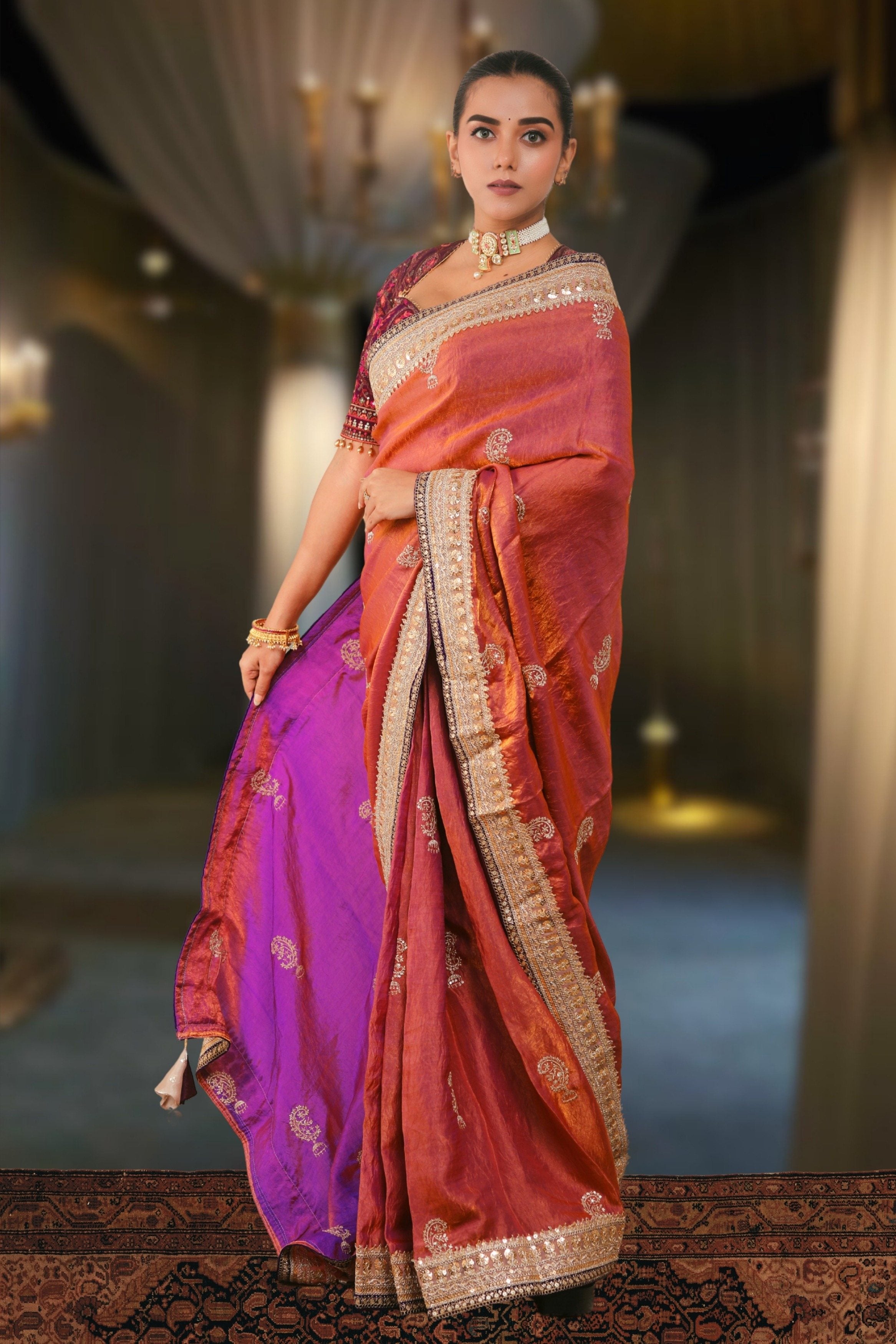 CORAL CRUSH SAREE