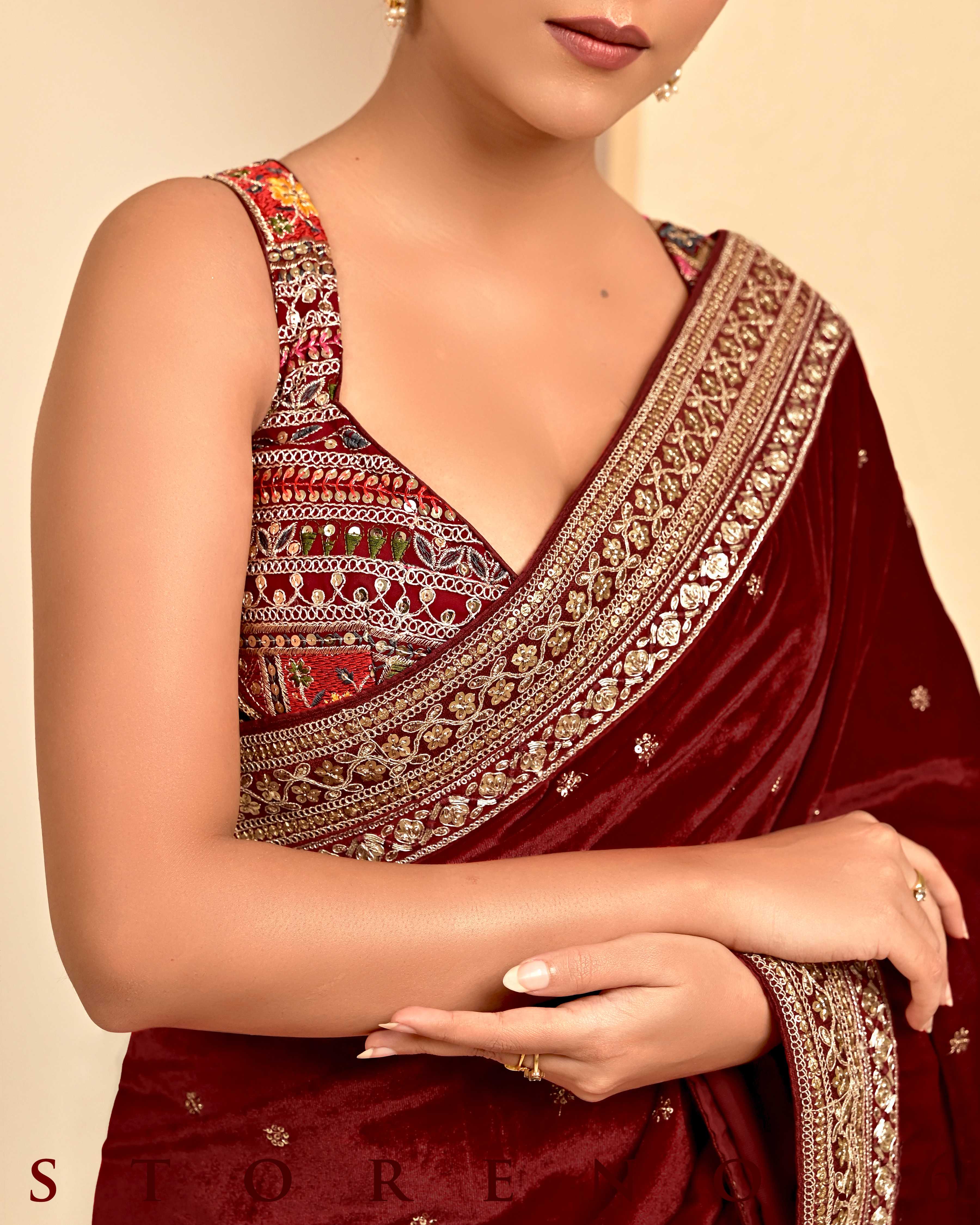 JAZZ JUBILEE SAREE WITH BERRY BLOCKBUSTER BLOUSE
