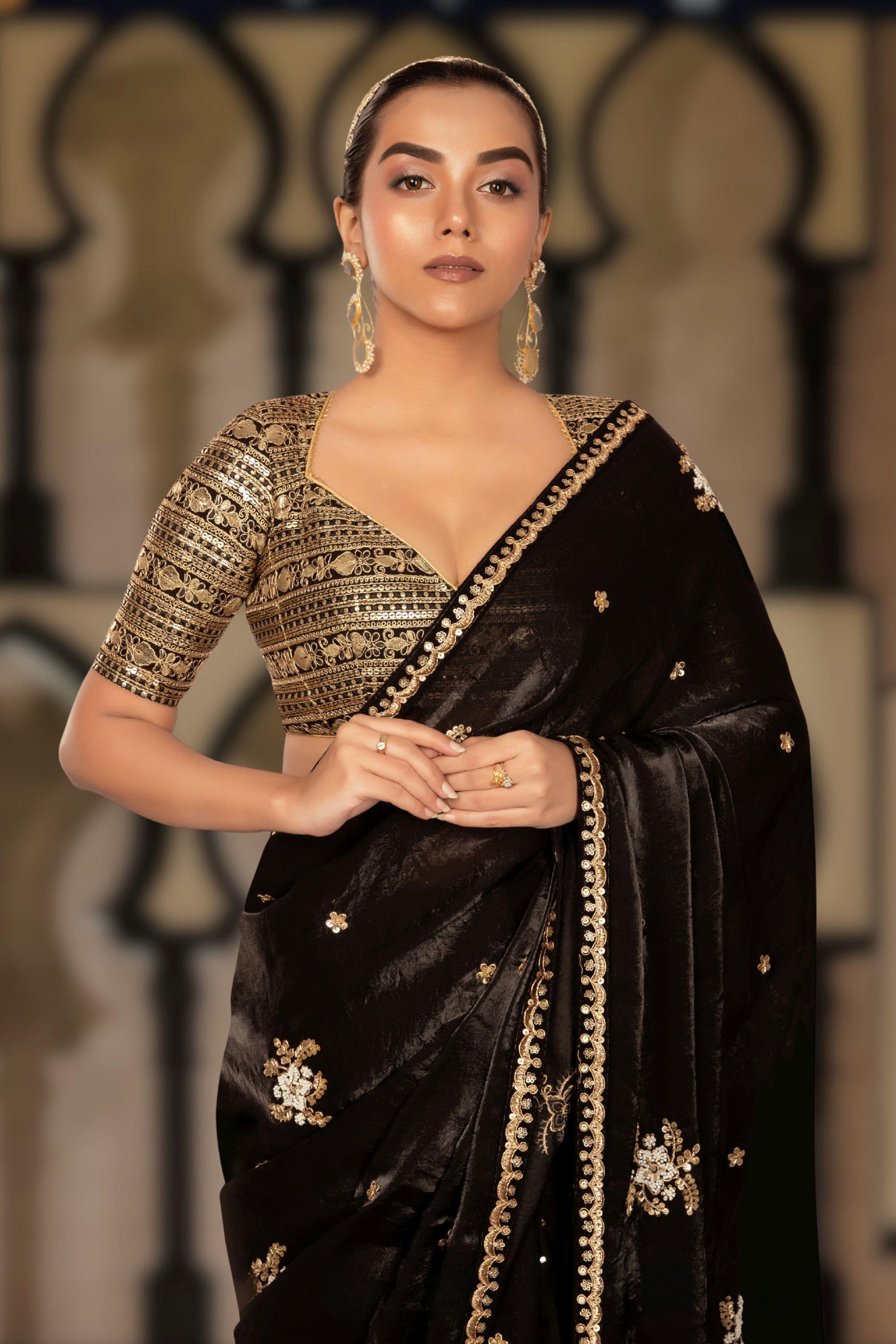 MIDNIGHT MAGNOLIA SAREE WITH LUXE LULU BLOUSE