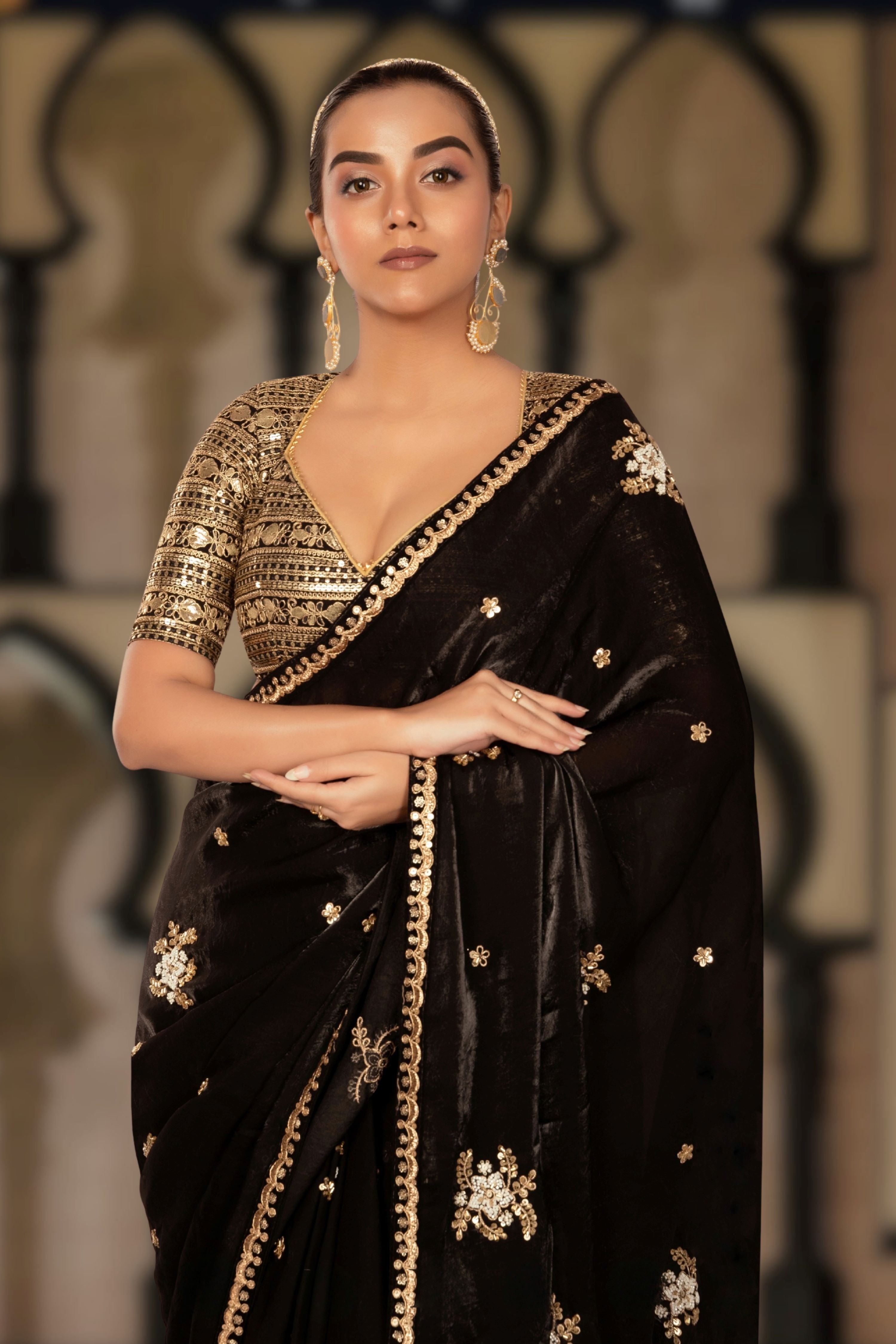 MIDNIGHT MAGNOLIA SAREE WITH LUXE LULU BLOUSE