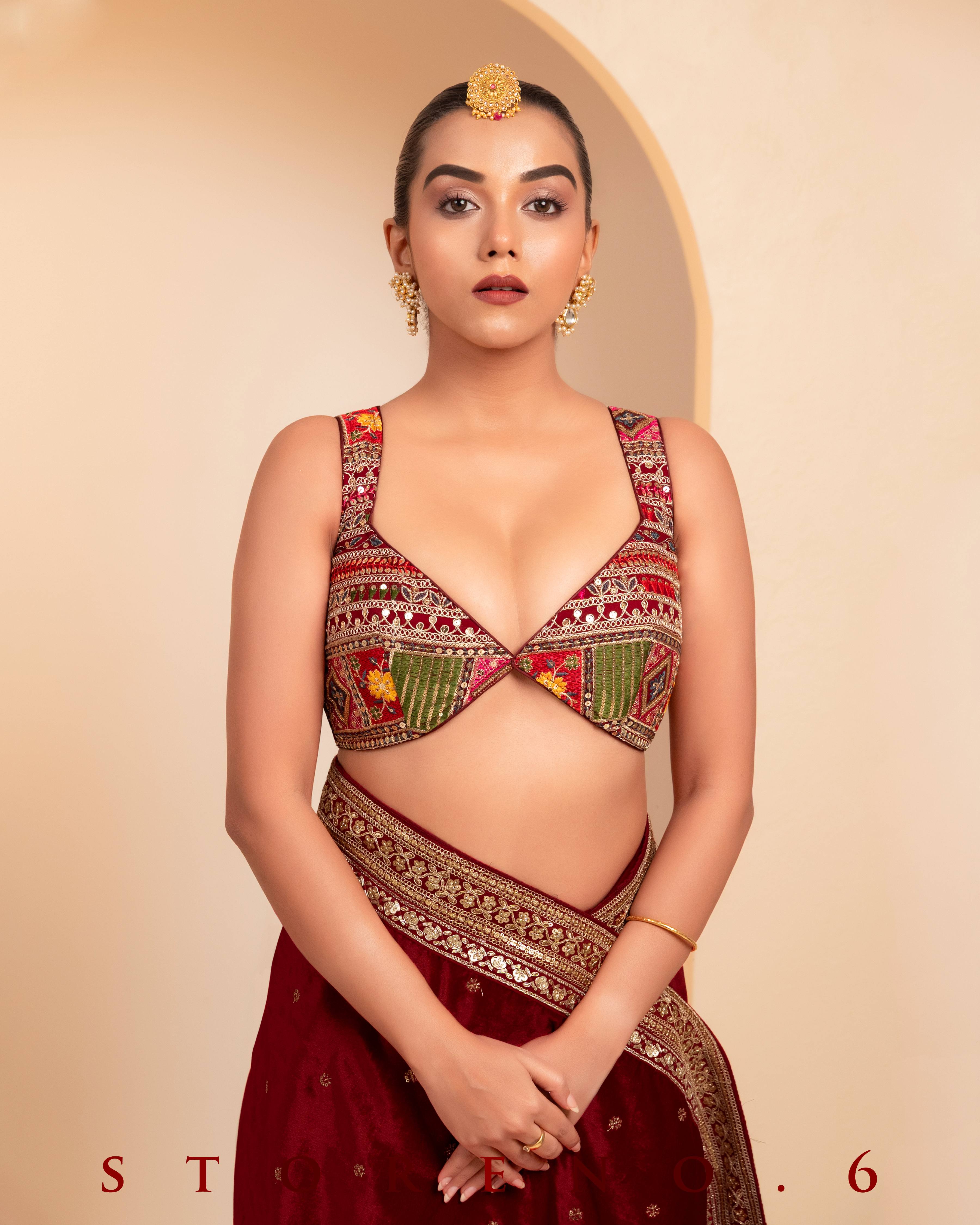 JAZZ JUBILEE SAREE WITH BERRY BLOCKBUSTER BLOUSE
