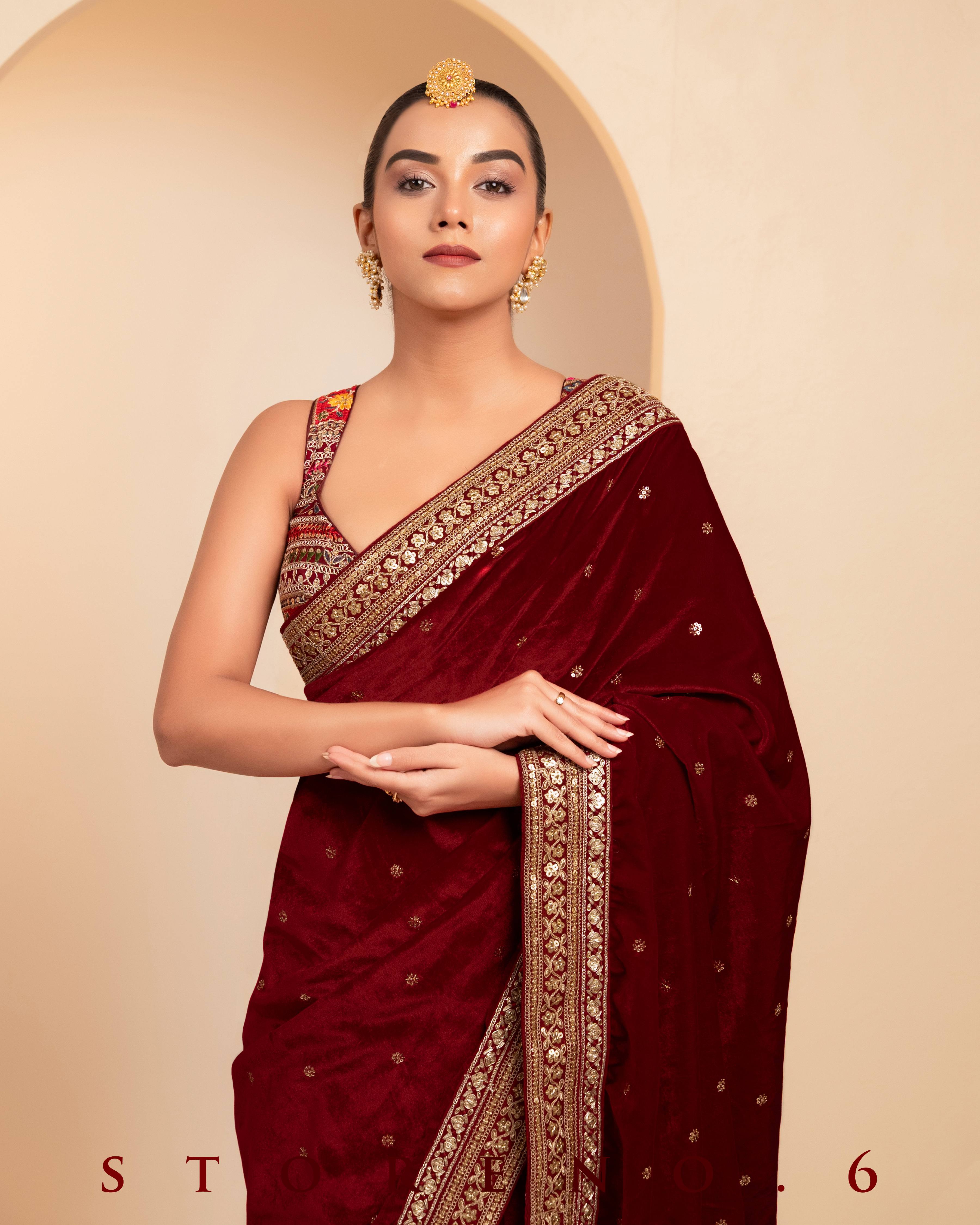JAZZ JUBILEE SAREE WITH BERRY BLOCKBUSTER BLOUSE