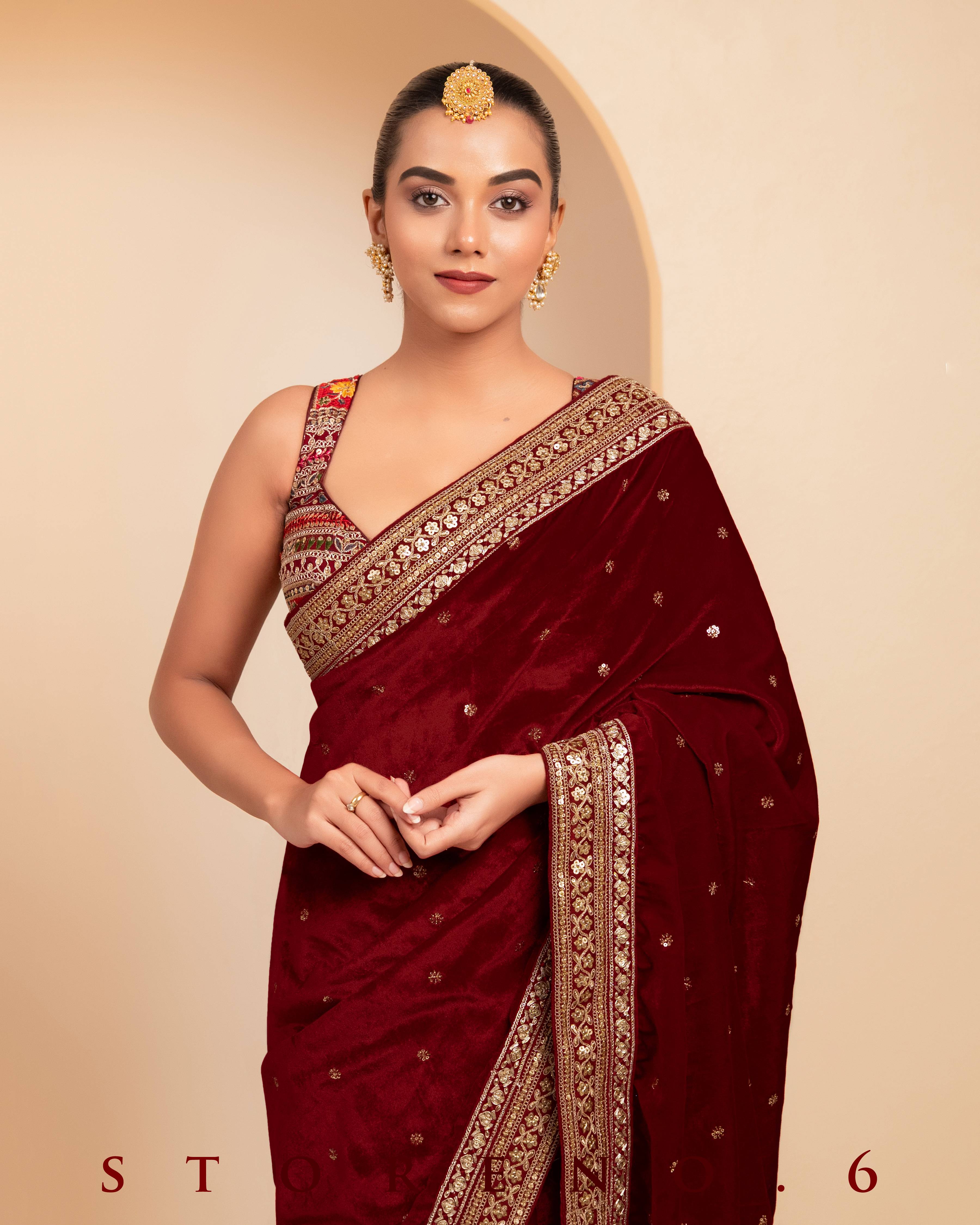 JAZZ JUBILEE SAREE WITH BERRY BLOCKBUSTER BLOUSE