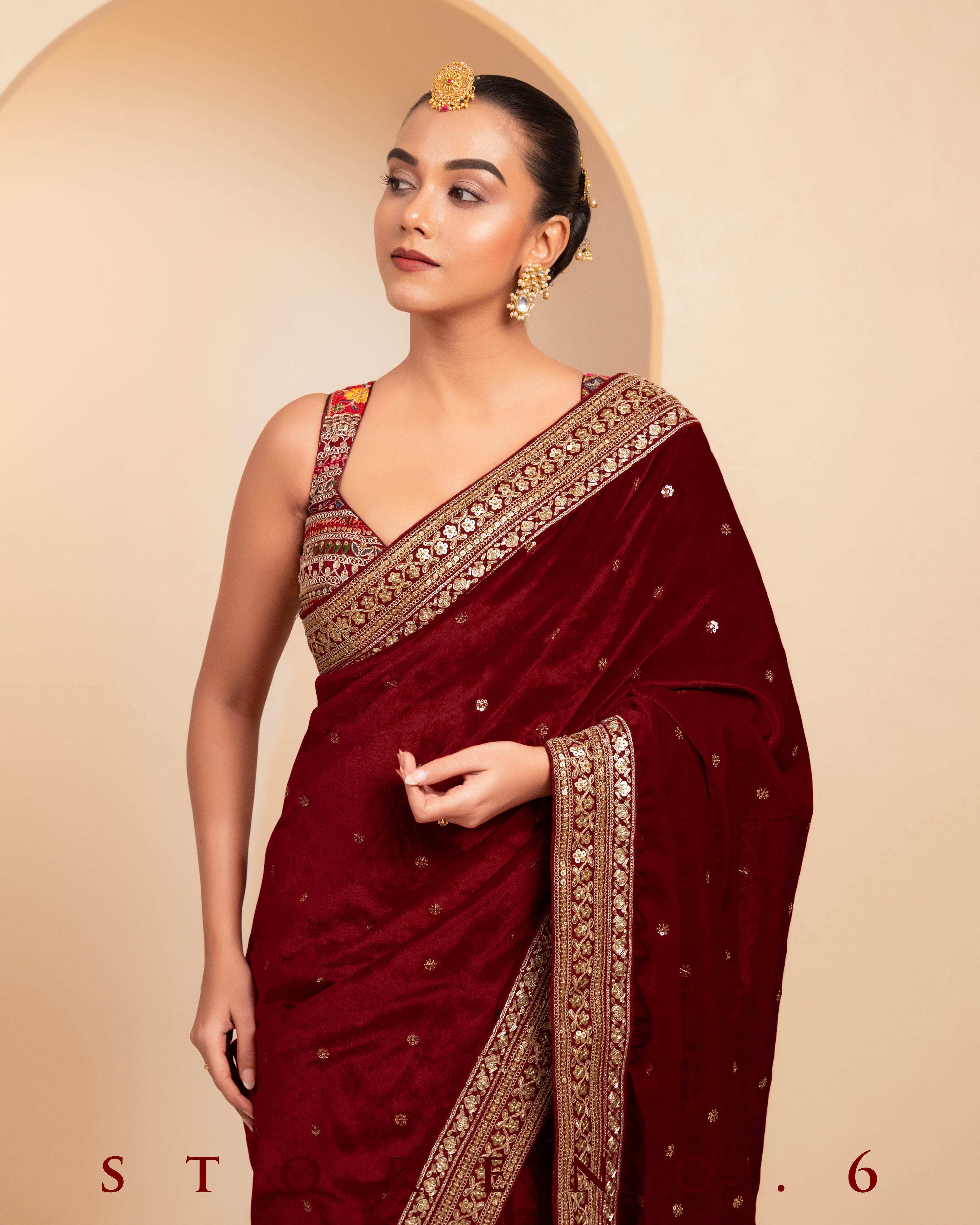 JAZZ JUBILEE SAREE WITH BERRY BLOCKBUSTER BLOUSE