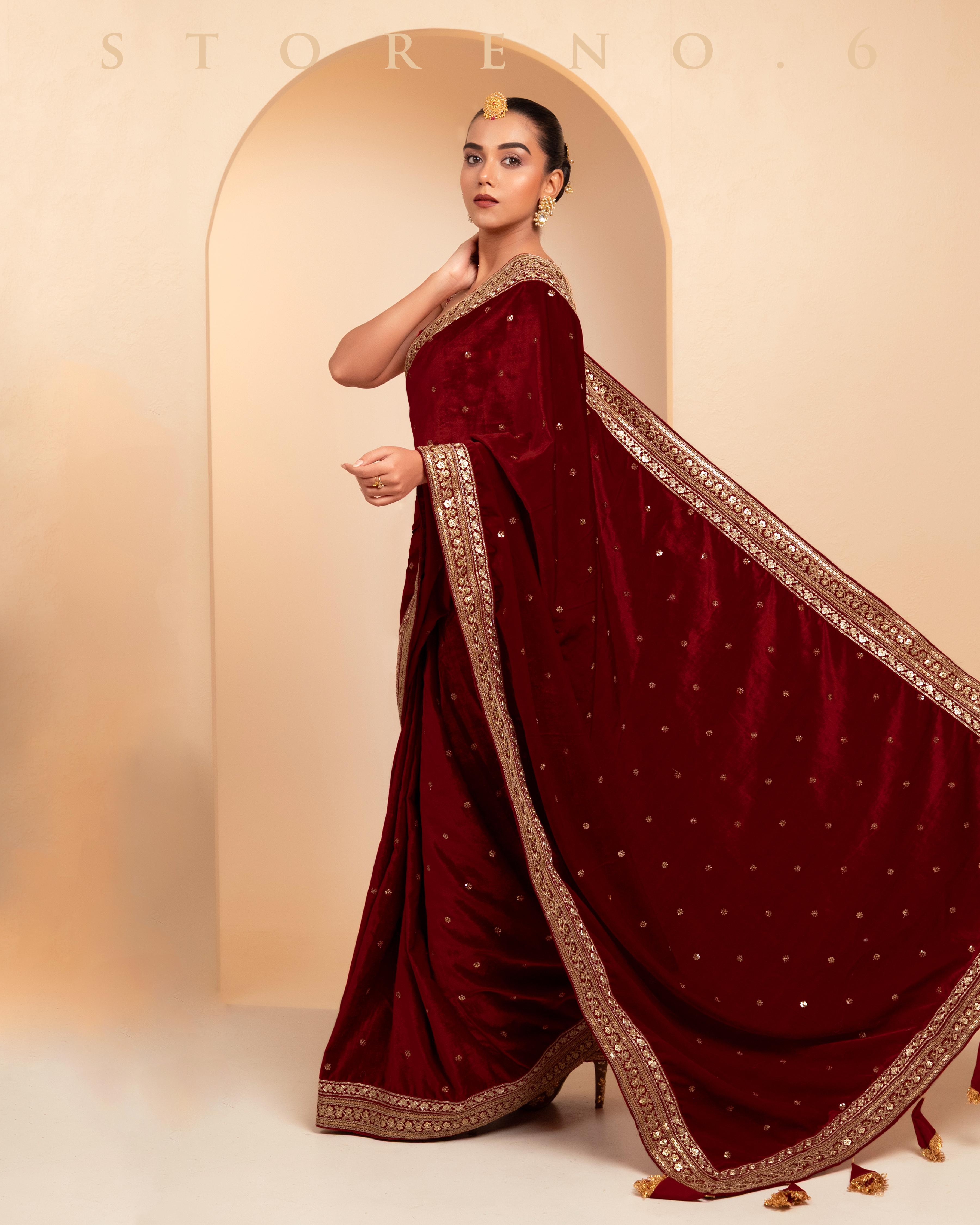 JAZZ JUBILEE SAREE WITH BERRY BLOCKBUSTER BLOUSE