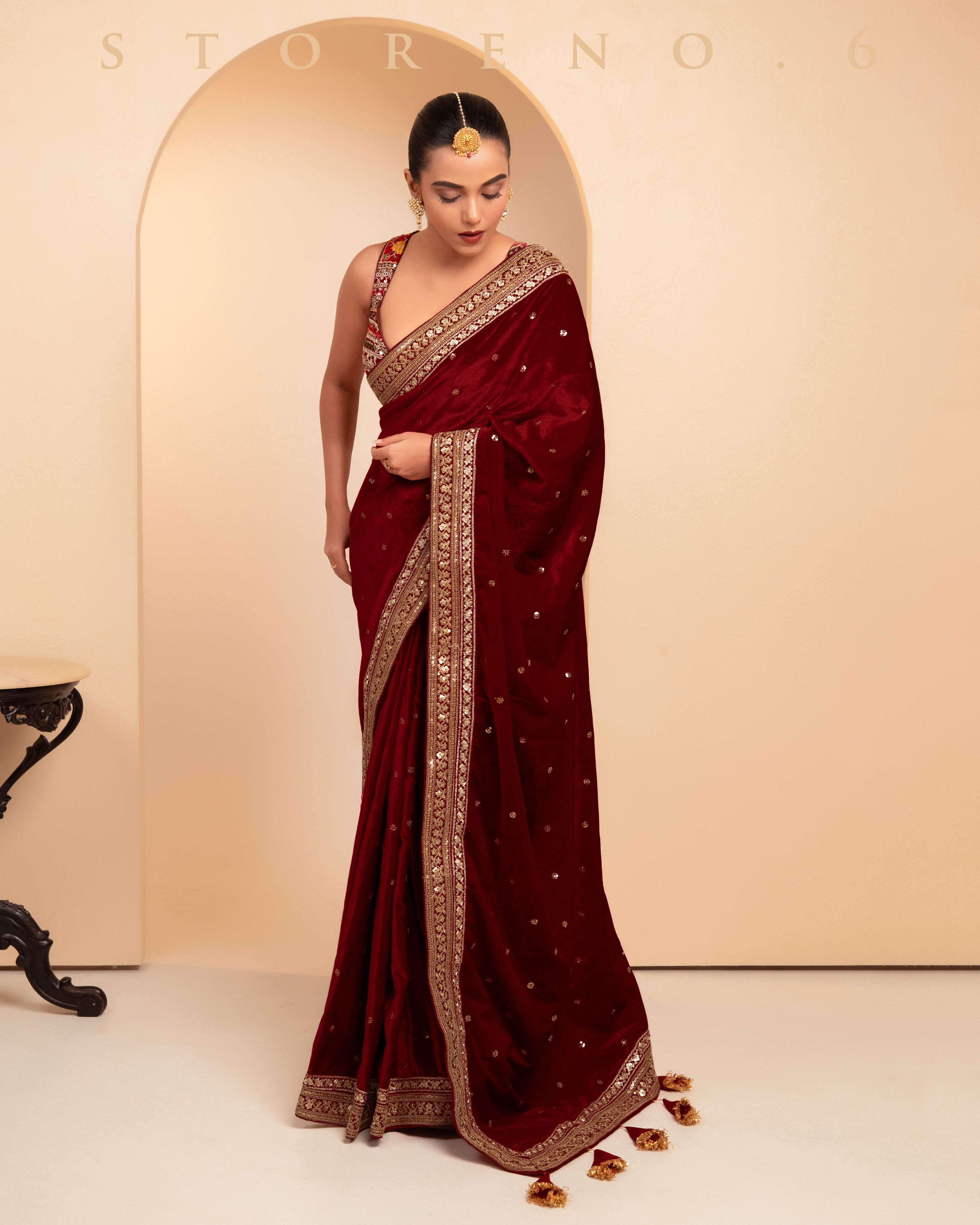 JAZZ JUBILEE SAREE WITH BERRY BLOCKBUSTER BLOUSE
