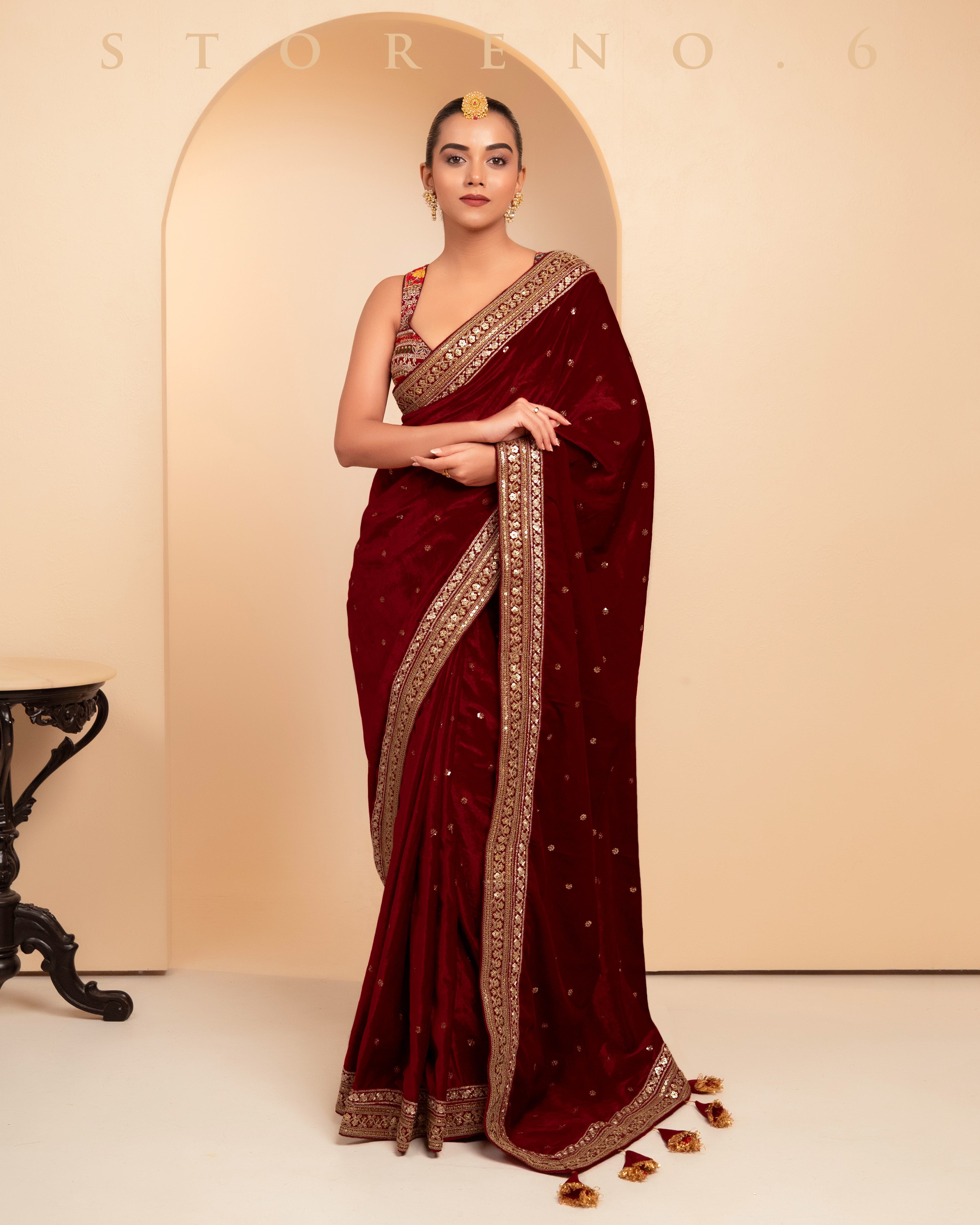 JAZZ JUBILEE SAREE WITH BERRY BLOCKBUSTER BLOUSE