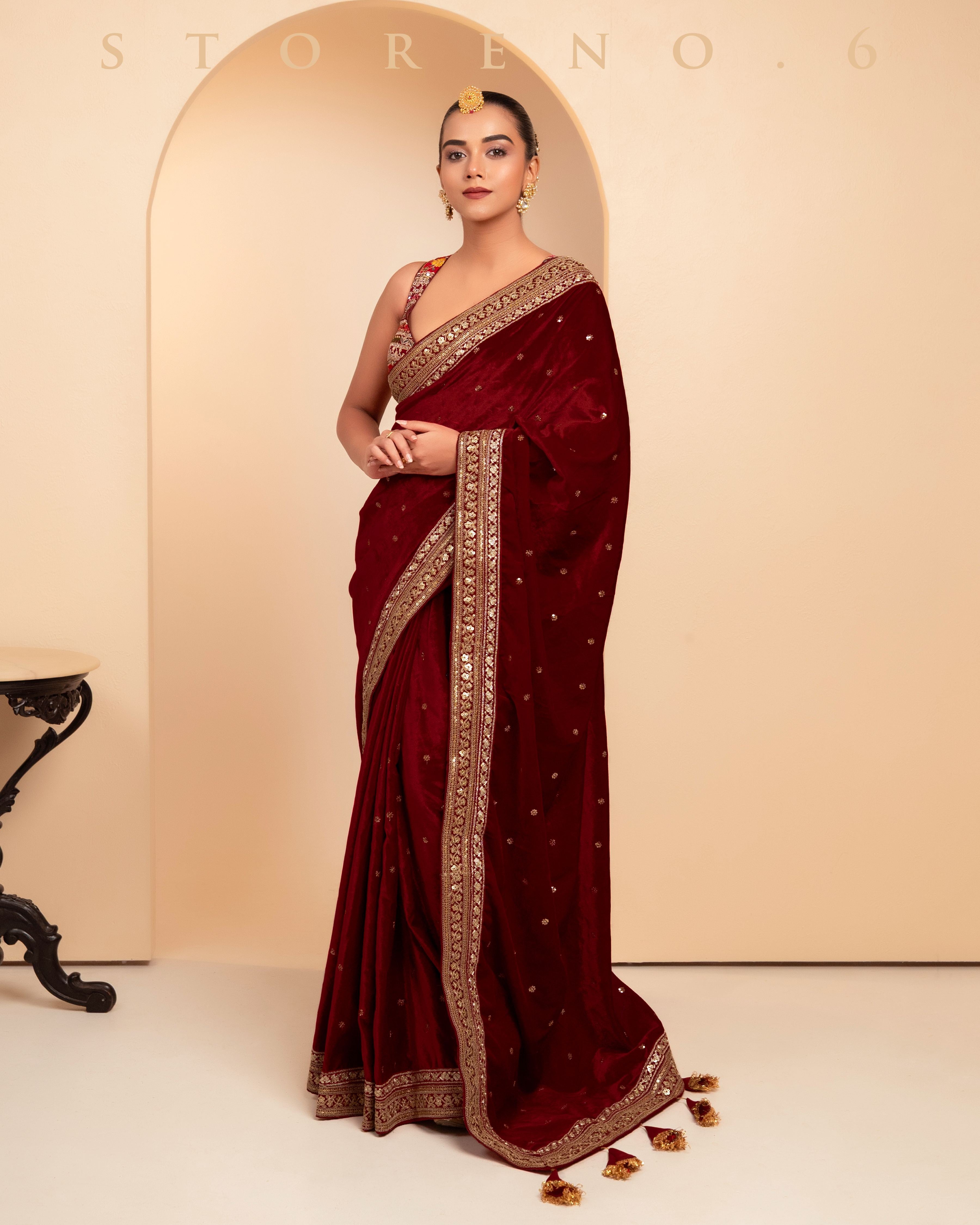 JAZZ JUBILEE SAREE WITH BERRY BLOCKBUSTER BLOUSE