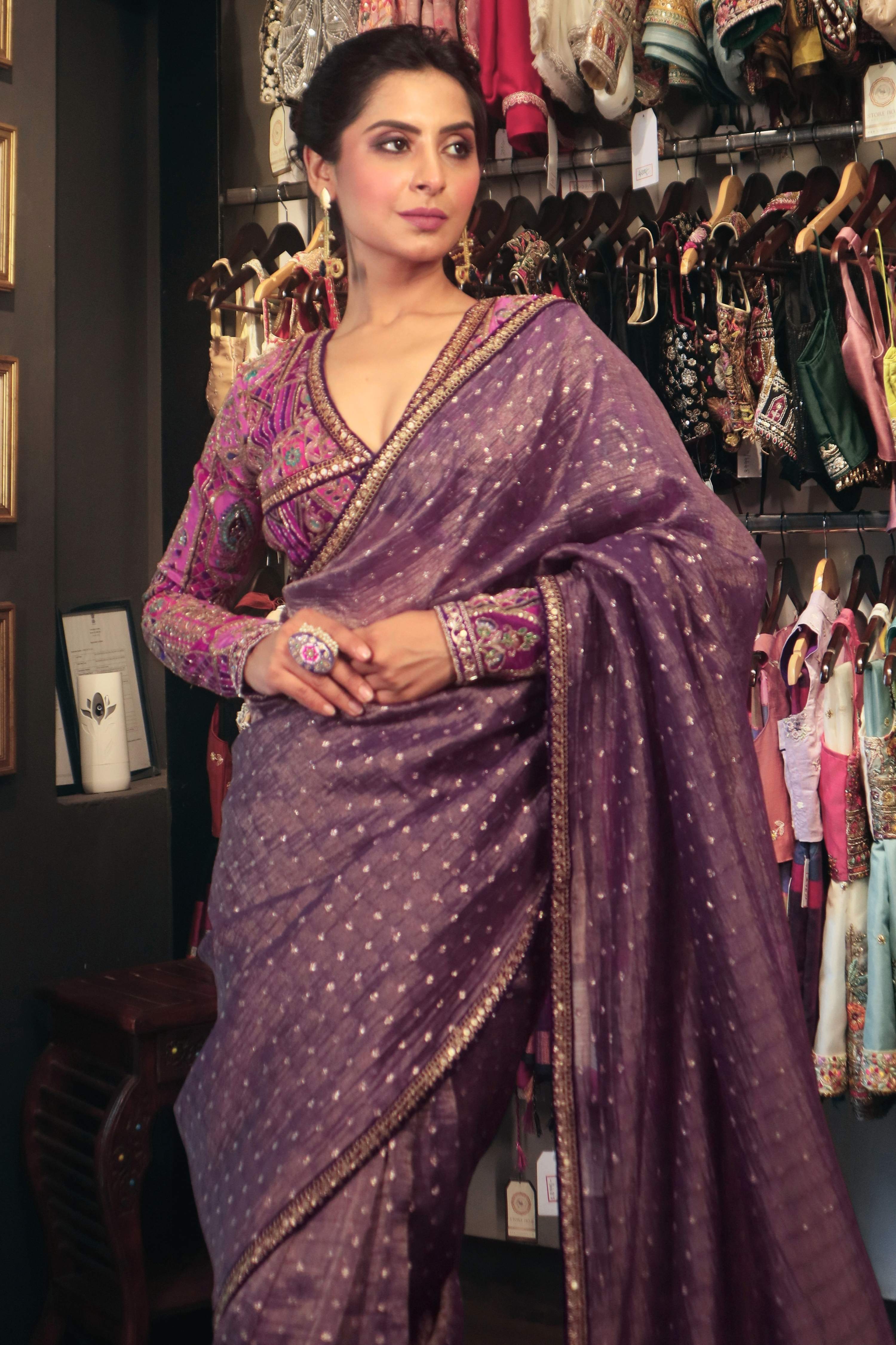 MYSTIC MUSE SAREE WITH AMETHYST AFFAIR BLOUSE