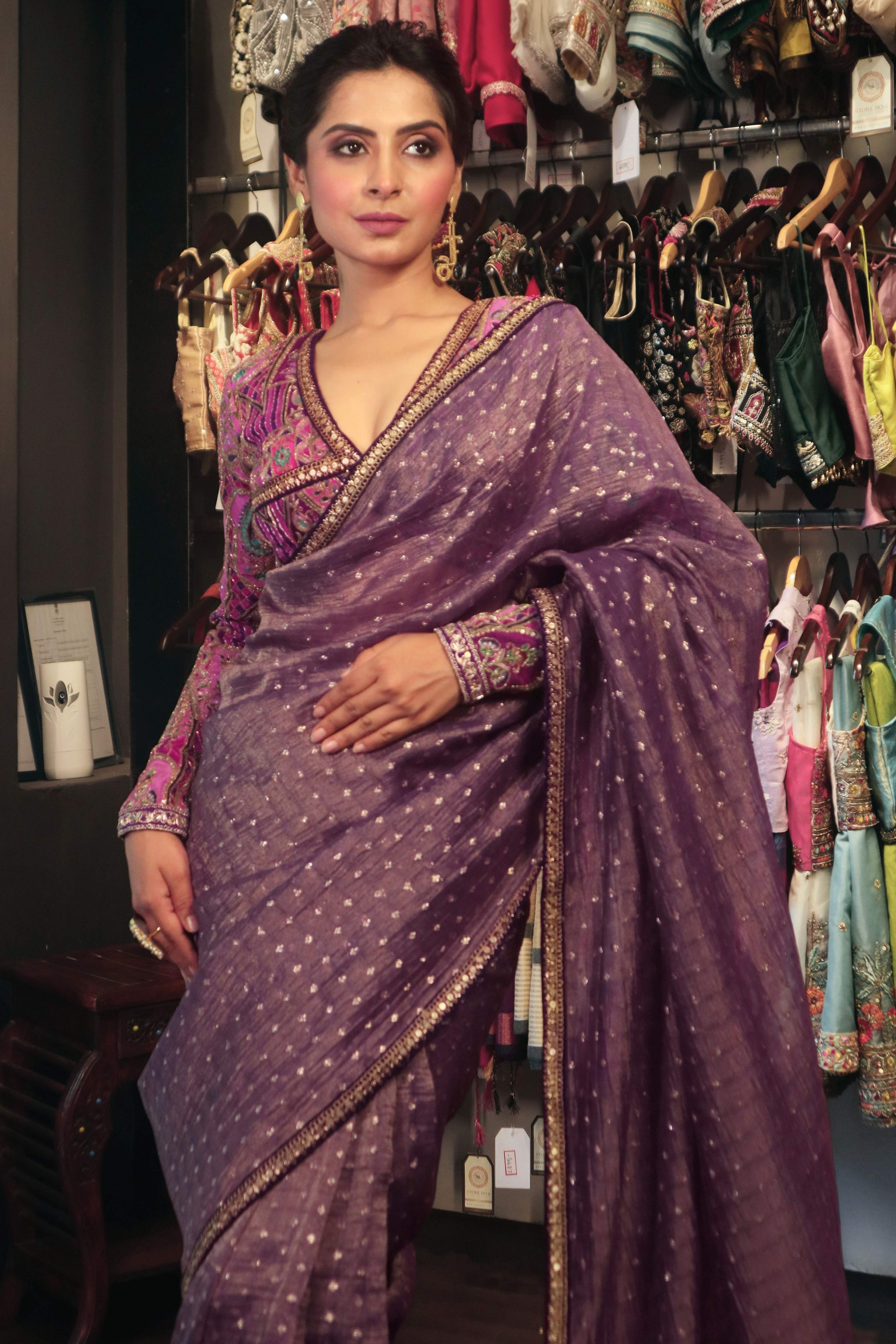 MYSTIC MUSE SAREE WITH AMETHYST AFFAIR BLOUSE